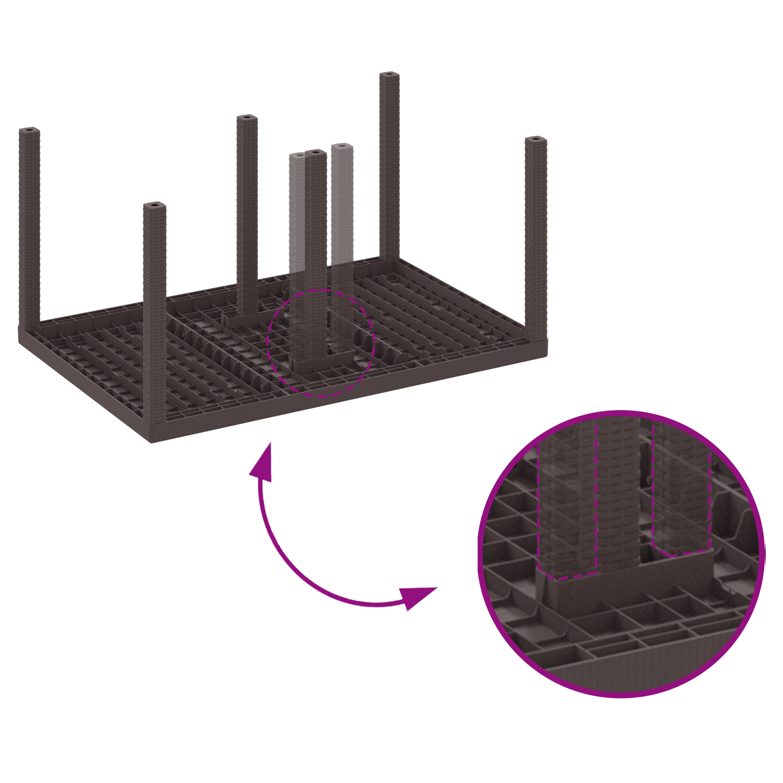 7 Piece Garden Dining Set with Cushions Brown Poly Rattan - Image 9