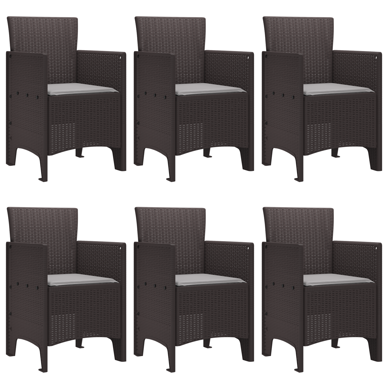 7 Piece Garden Dining Set with Cushions Brown Poly Rattan - Image 4