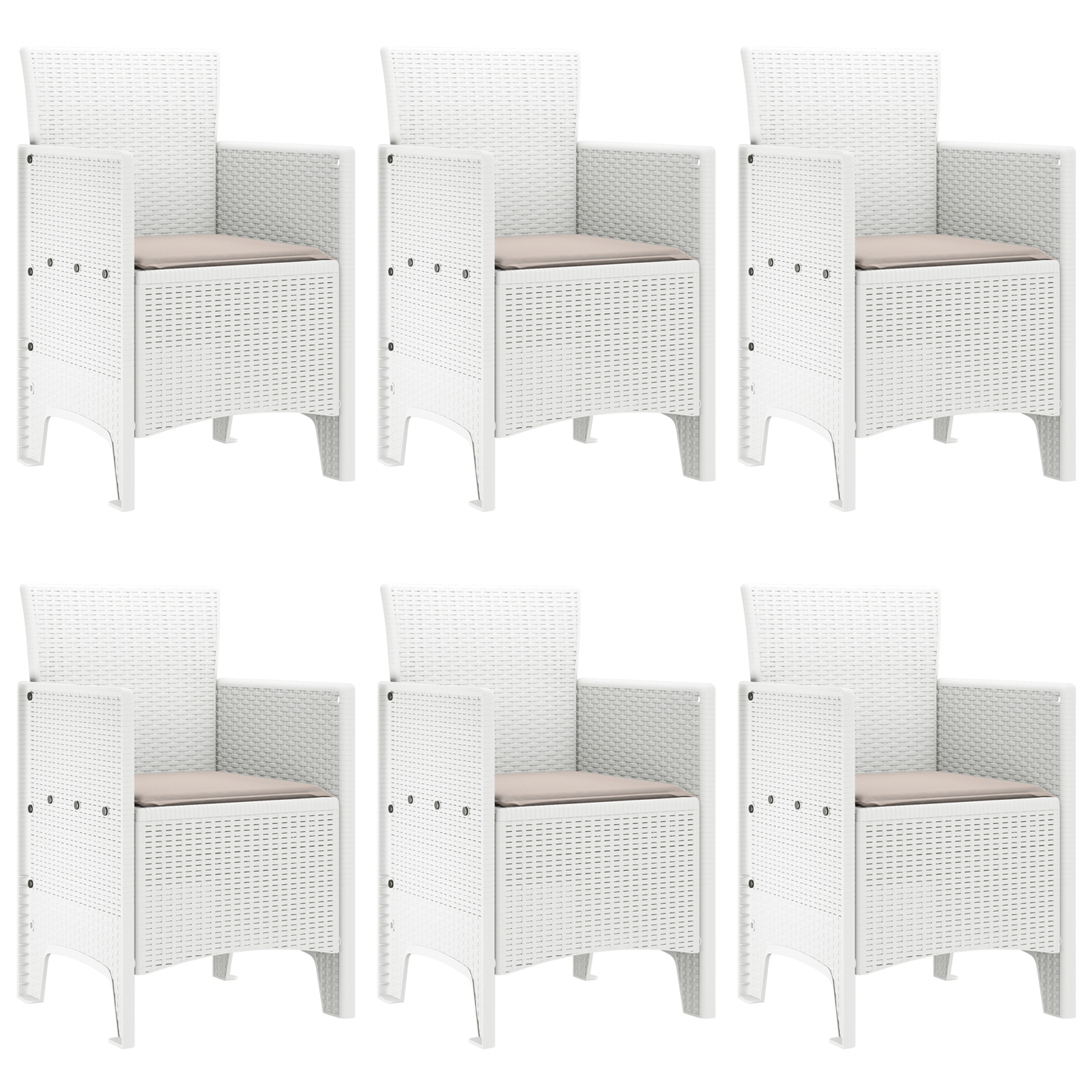 7 Piece Garden Dining Set White Poly Rattan - Image 4