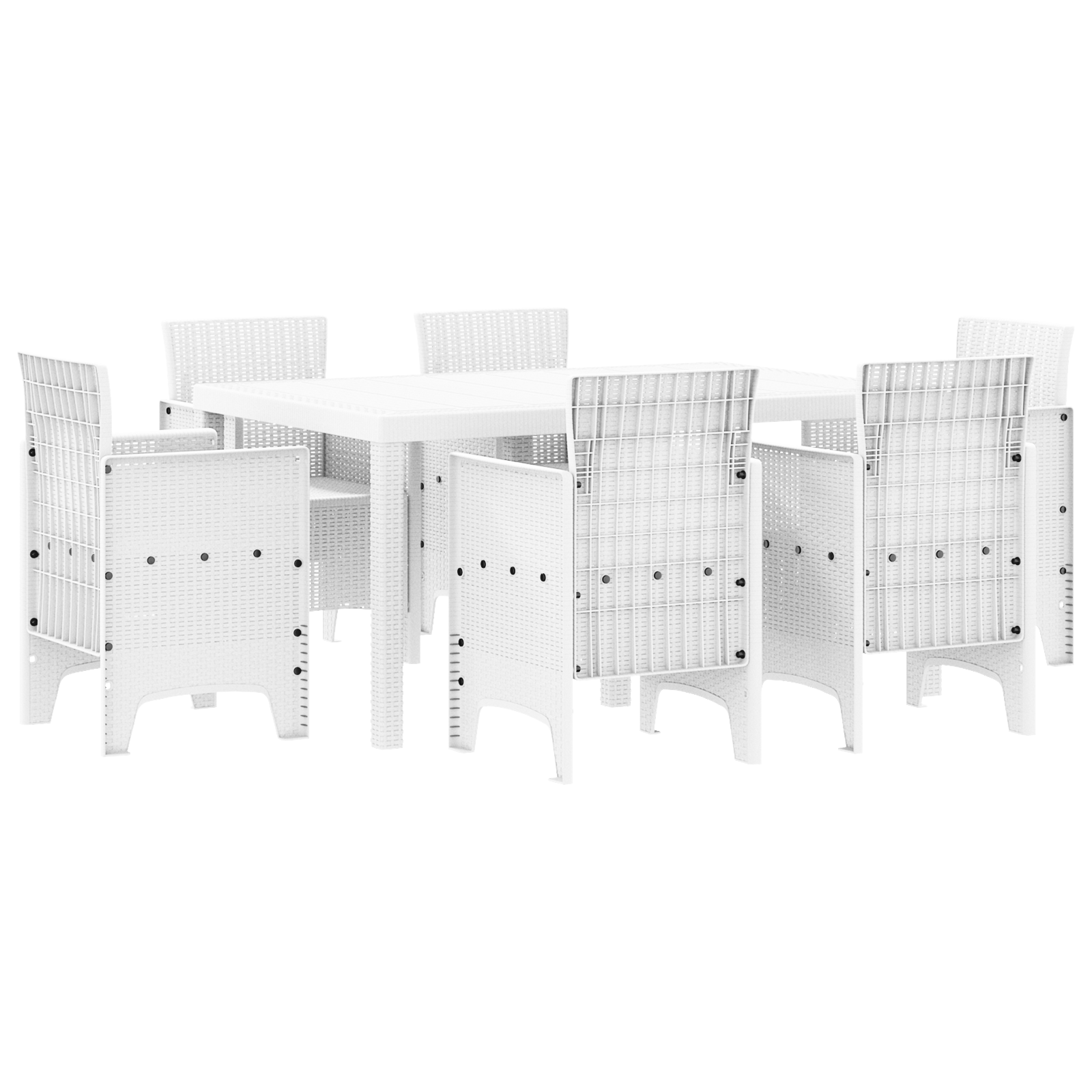 7 Piece Garden Dining Set White Poly Rattan - Image 2