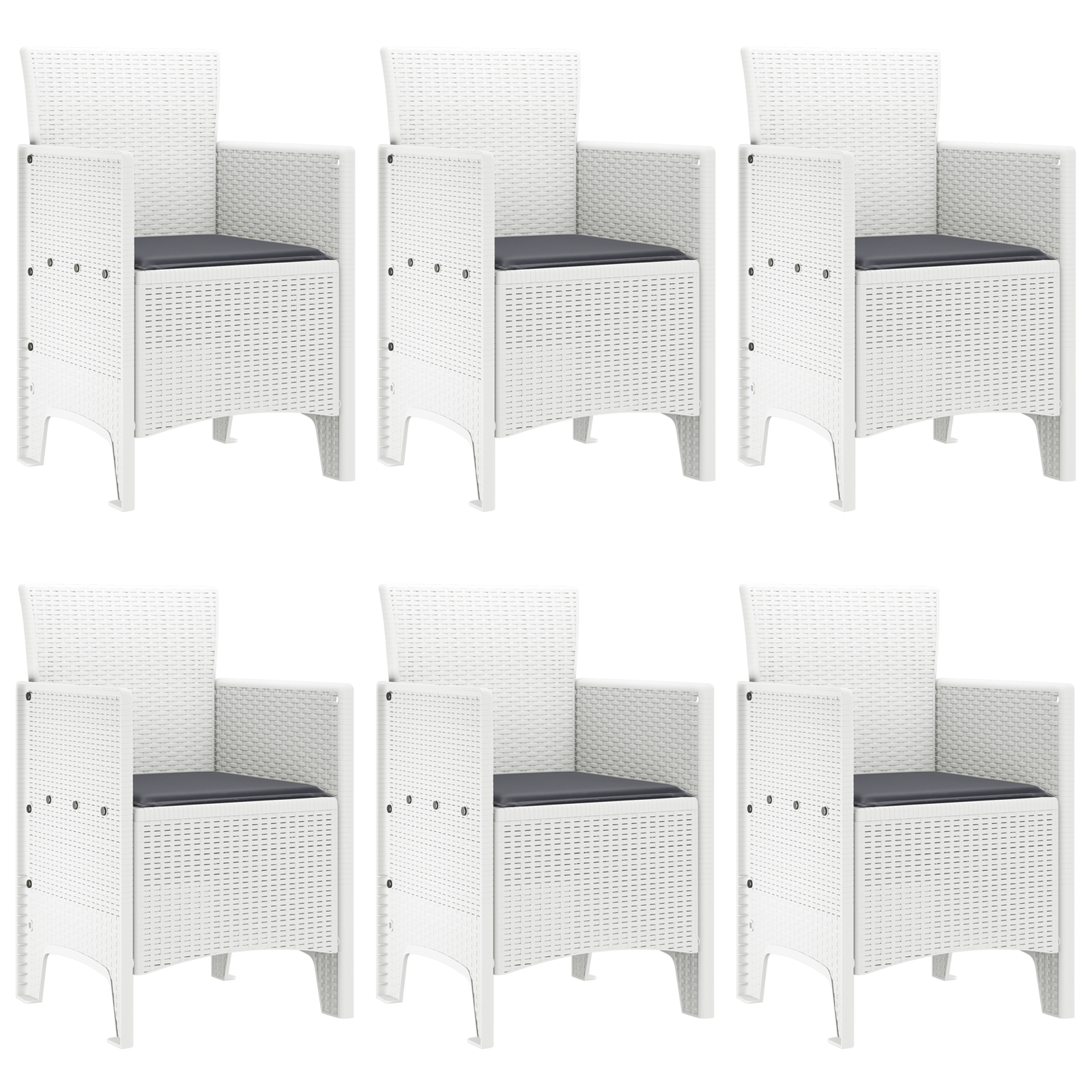 7 Piece Garden Dining Set with Cushions White Poly Rattan - Image 4