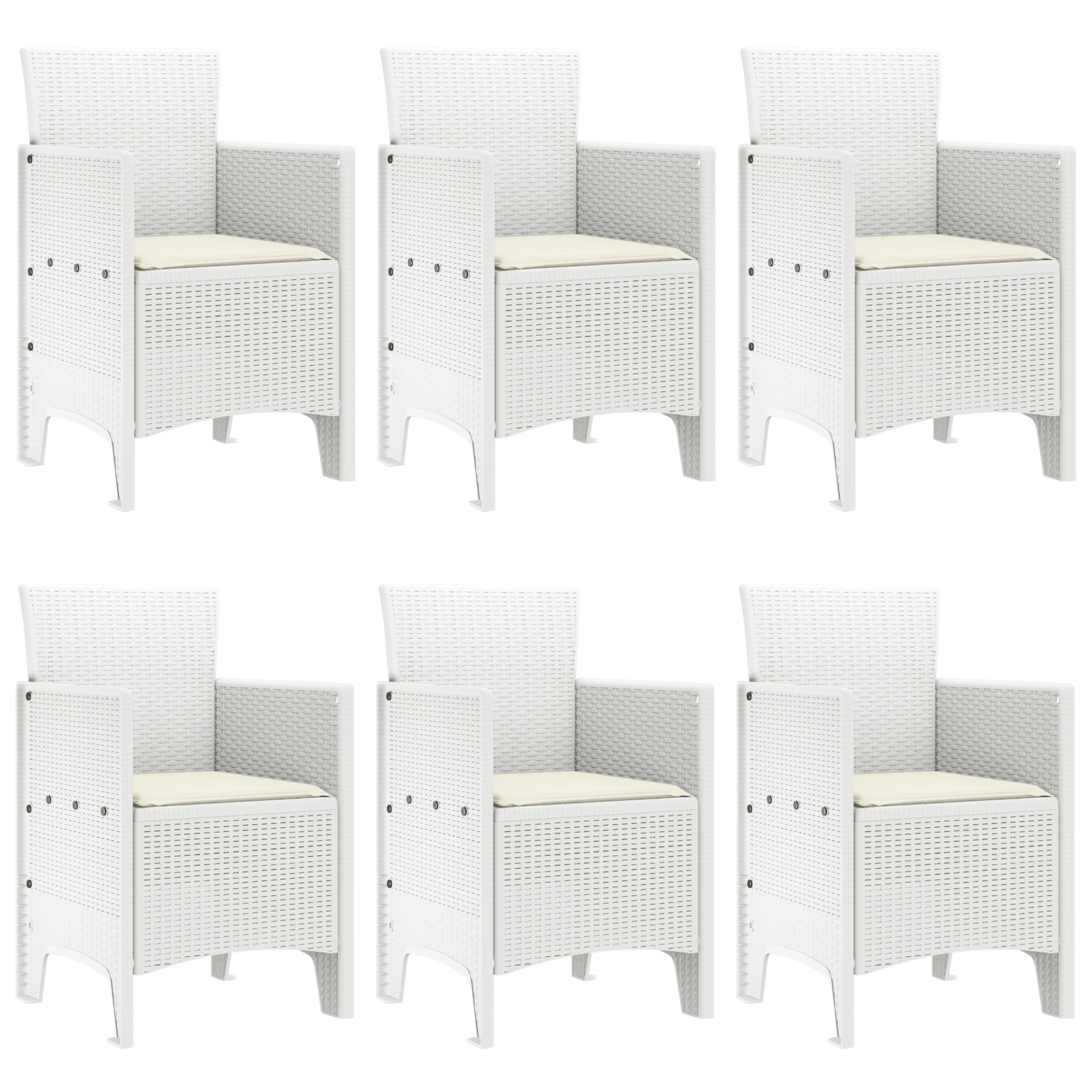 7 части комплект за хранене в градината с възглавници бял полиратан - Image 4