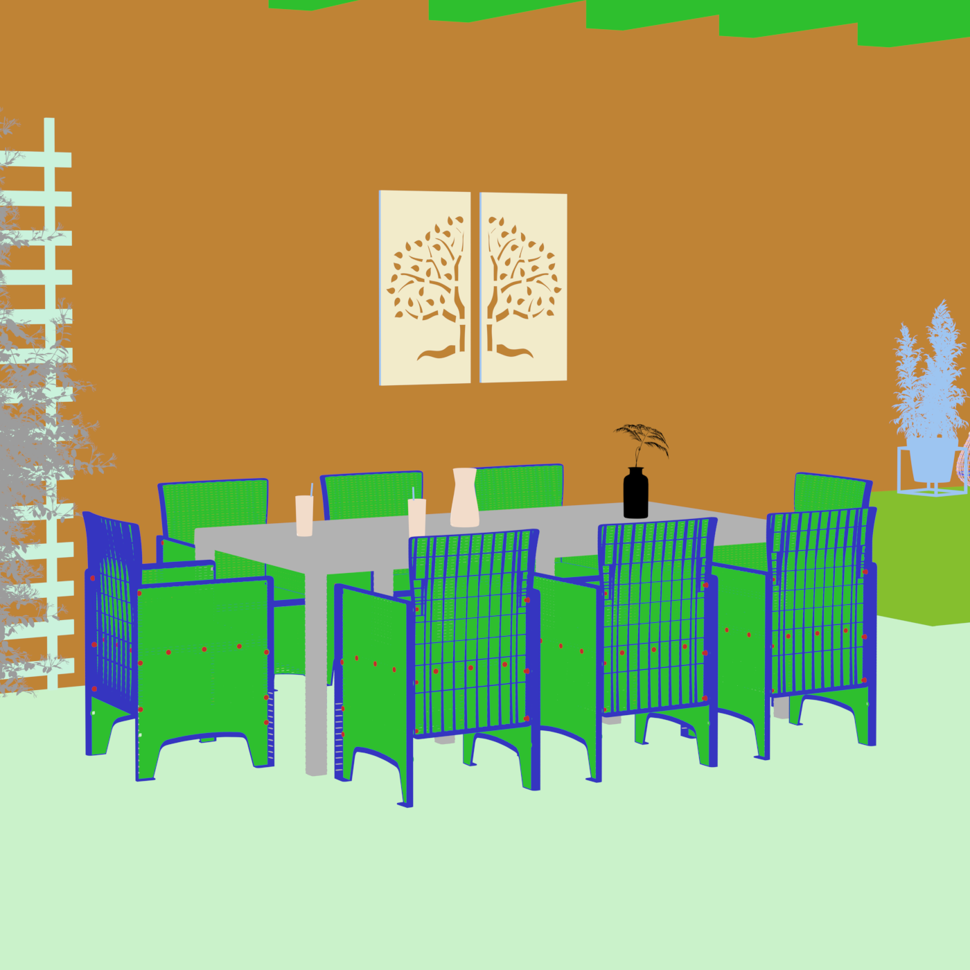 9 Части Комплект за Трапезария в Градина Кафяв Пол Ратан - Image 7