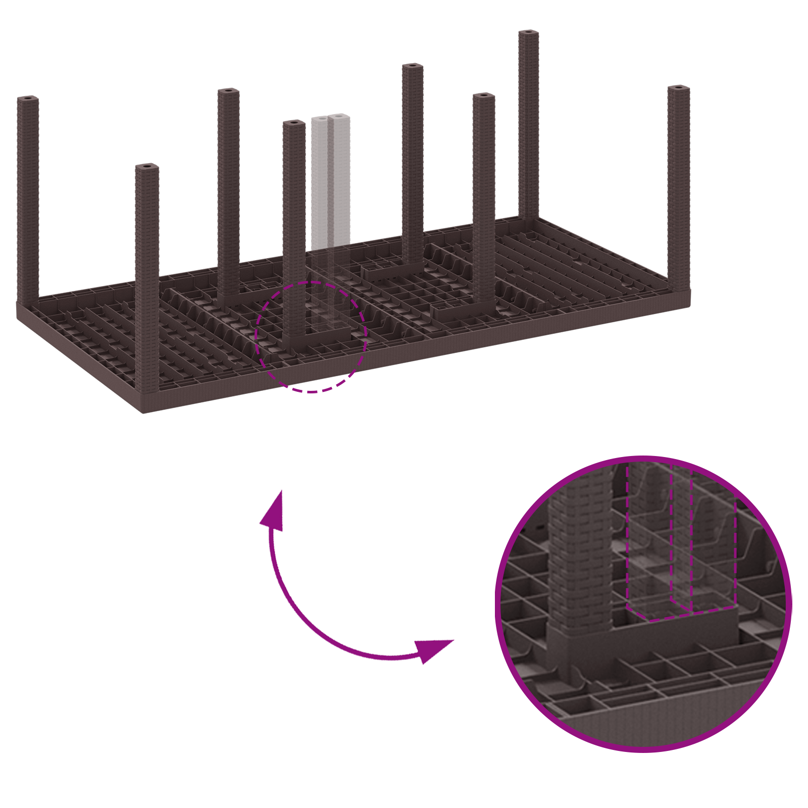 9-членен комплект за градинска трапезария с кушкини Кафяв Полиратан - Image 9