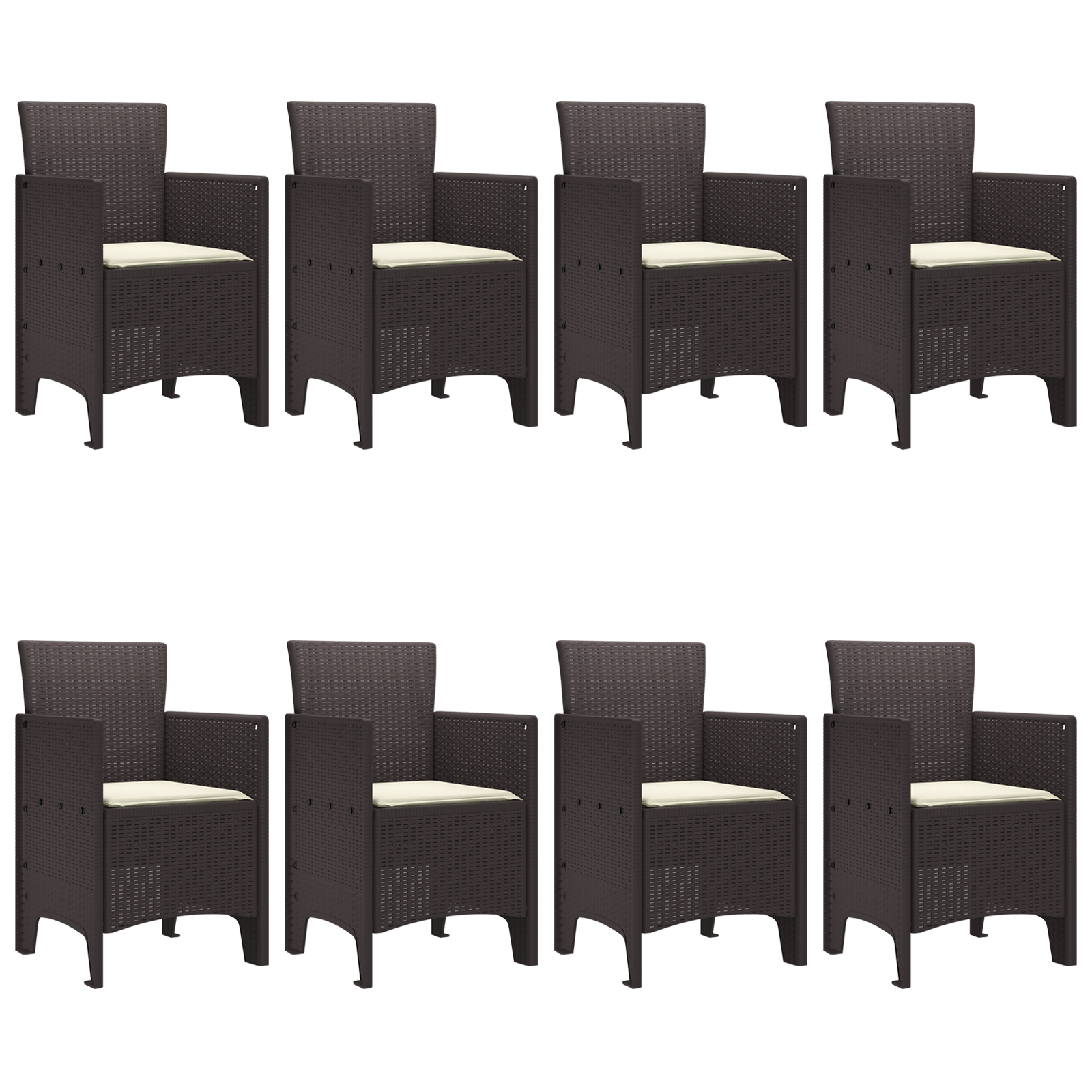 9 Часов Градински Трапезен Комплект с Възглавници Кафяв Полиротан - Image 4