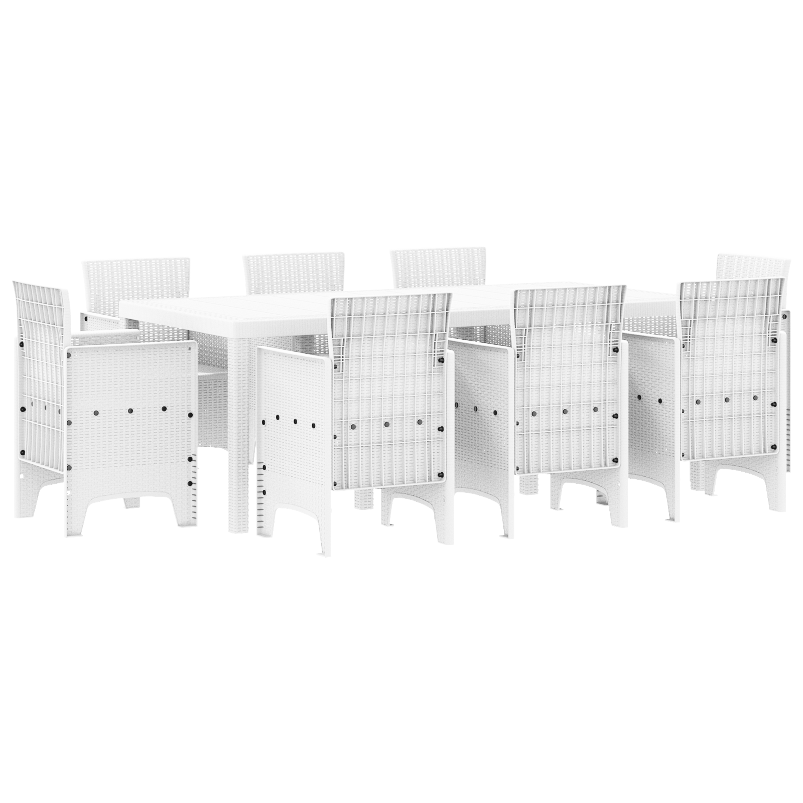 9 Piece Garden Dining Set White Poly Rattan - Image 2