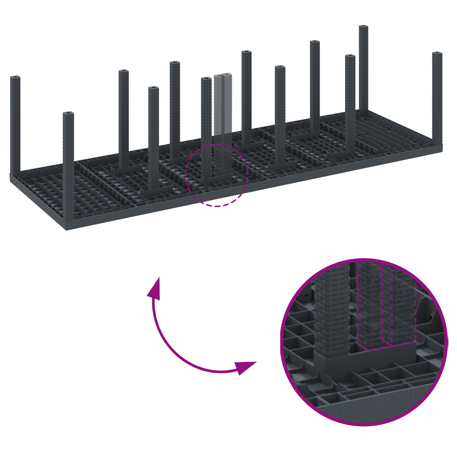 Комплект за хранене в градината vidaXL от 13 части с възглавници антрацит полиратан, Градинска маса vidaXL антрацит 150x100x73 см полиратан, Градински столове с възглавници 4 бр антрацит полиратан - Image 9
