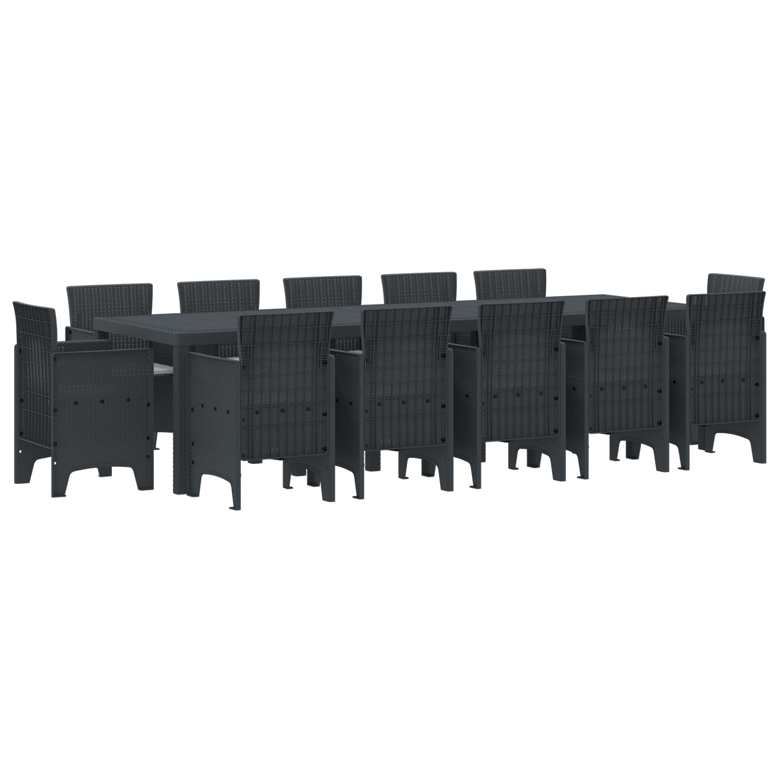 Thumbnail - vidaXL Garten Esszimmer Set mit Kissen 13 pcs Anthrazit und Hellgrau