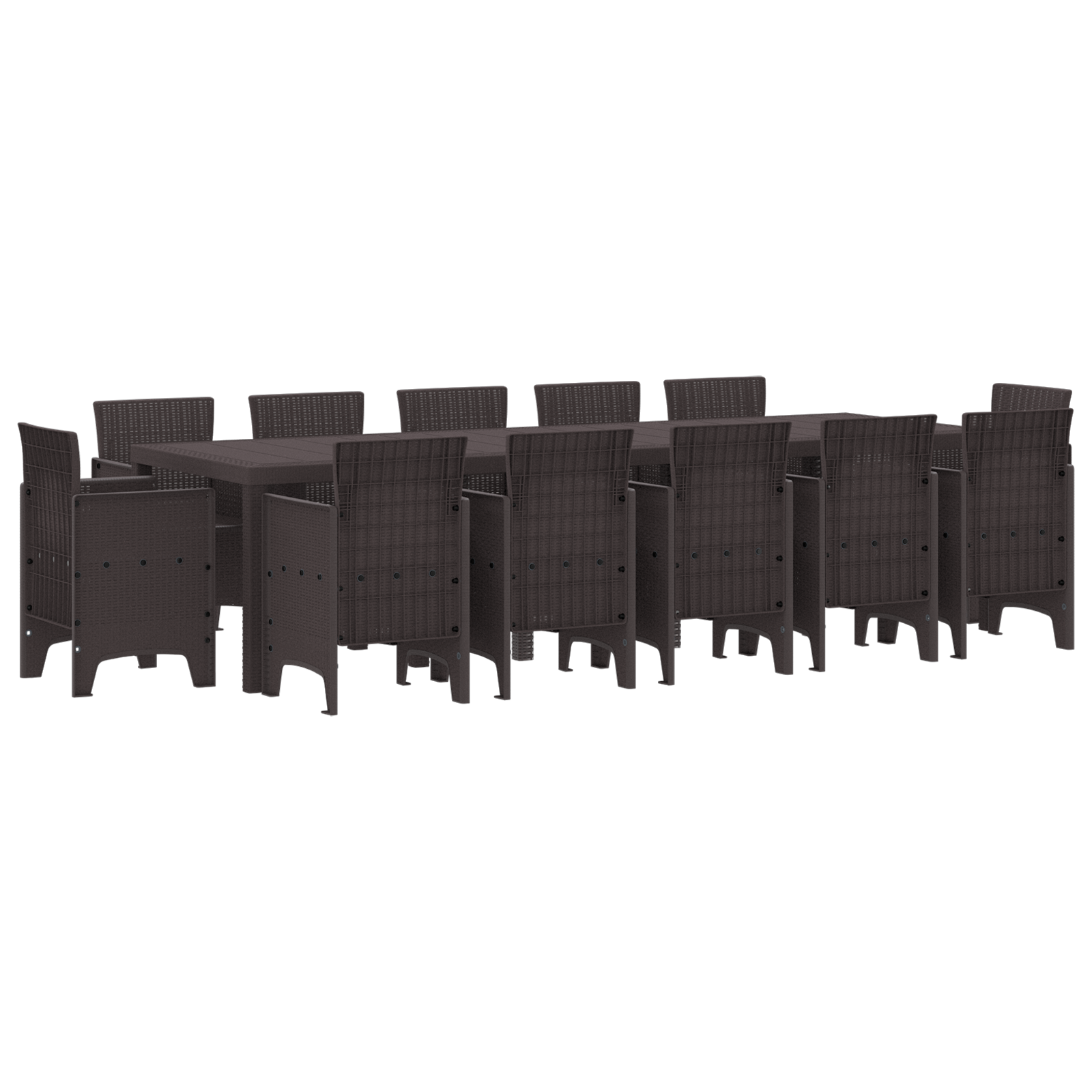 13 Piece Garden Dining Set Brown Poly Rattan - Image 2