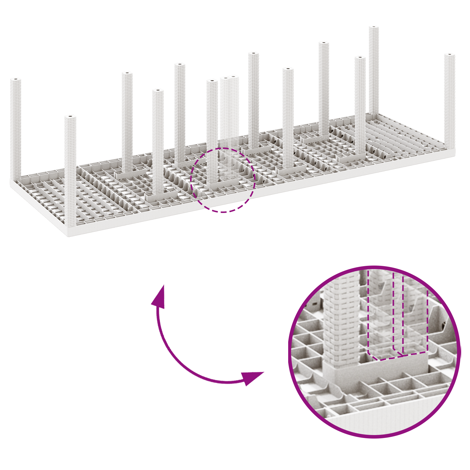 Комплект за хранене на градина с 13 части и възглавници от бял полиратан, vidaXL Градинска маса Бяла 150x100x73 см Полиратан, vidaXL Градински столове с възглавници 4 бр. Бял полиратан - Image 9