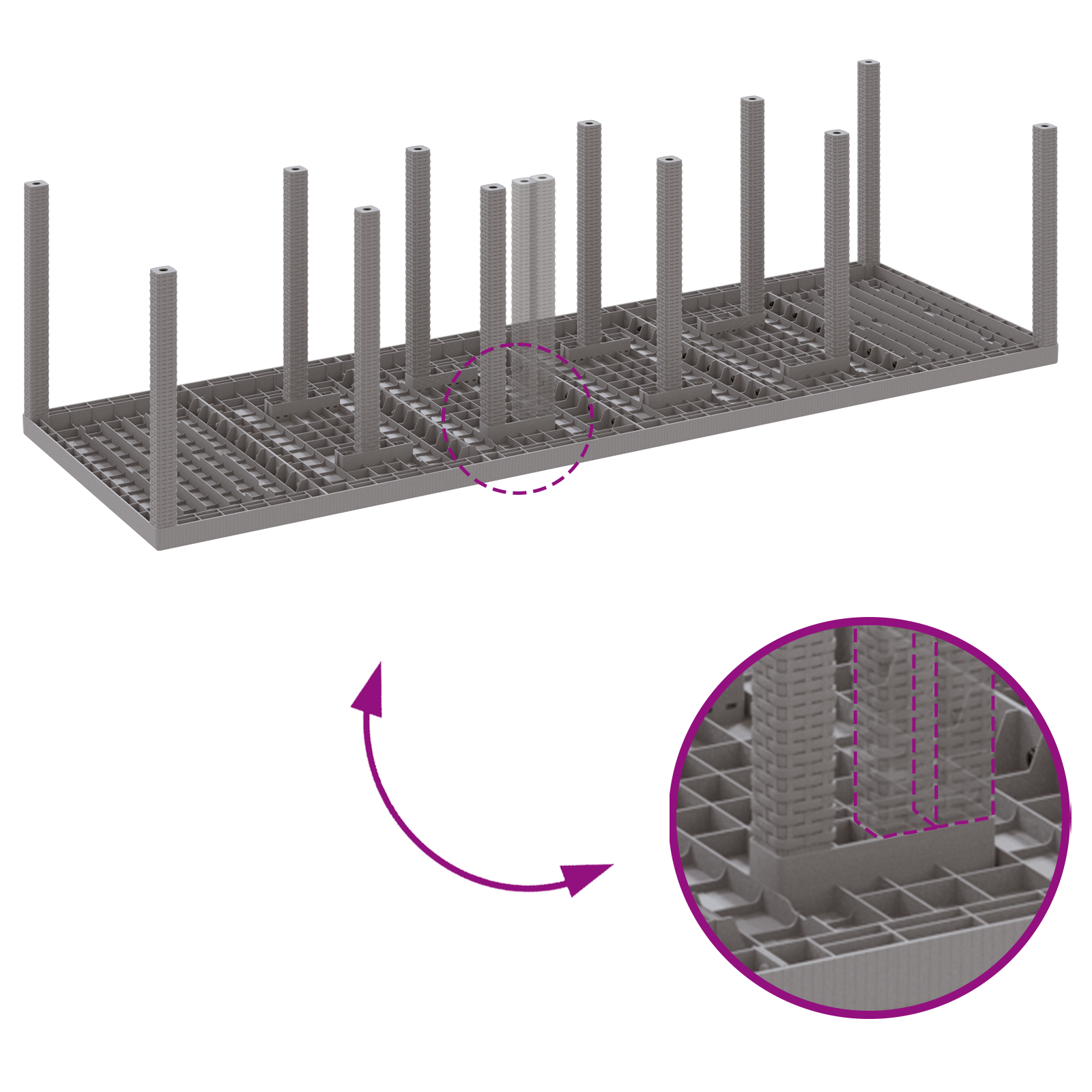 13 Piece Garden Dining Set with Cushions Light Grey Poly Rattan - Image 9