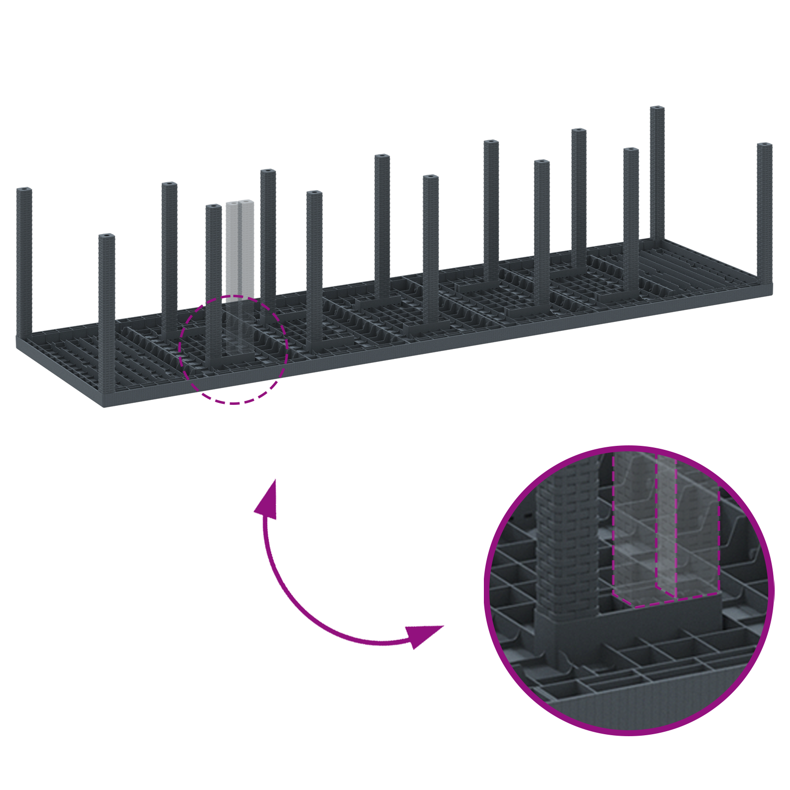 Градински трапезен комплект vidaXL от 15 части с възглавници антрацитен полиратаан, Градинска маса vidaXL антрацит 200x100x73 см полиратаан, Градинска маса vidaXL антрацит 150x100x73 см полиратаан, Градински столове vidaXL с възглавници 2 броя антрацит полиратаан, Градински столове vidaXL с възглавници 4 броя антрацит полиратаан - Image 9