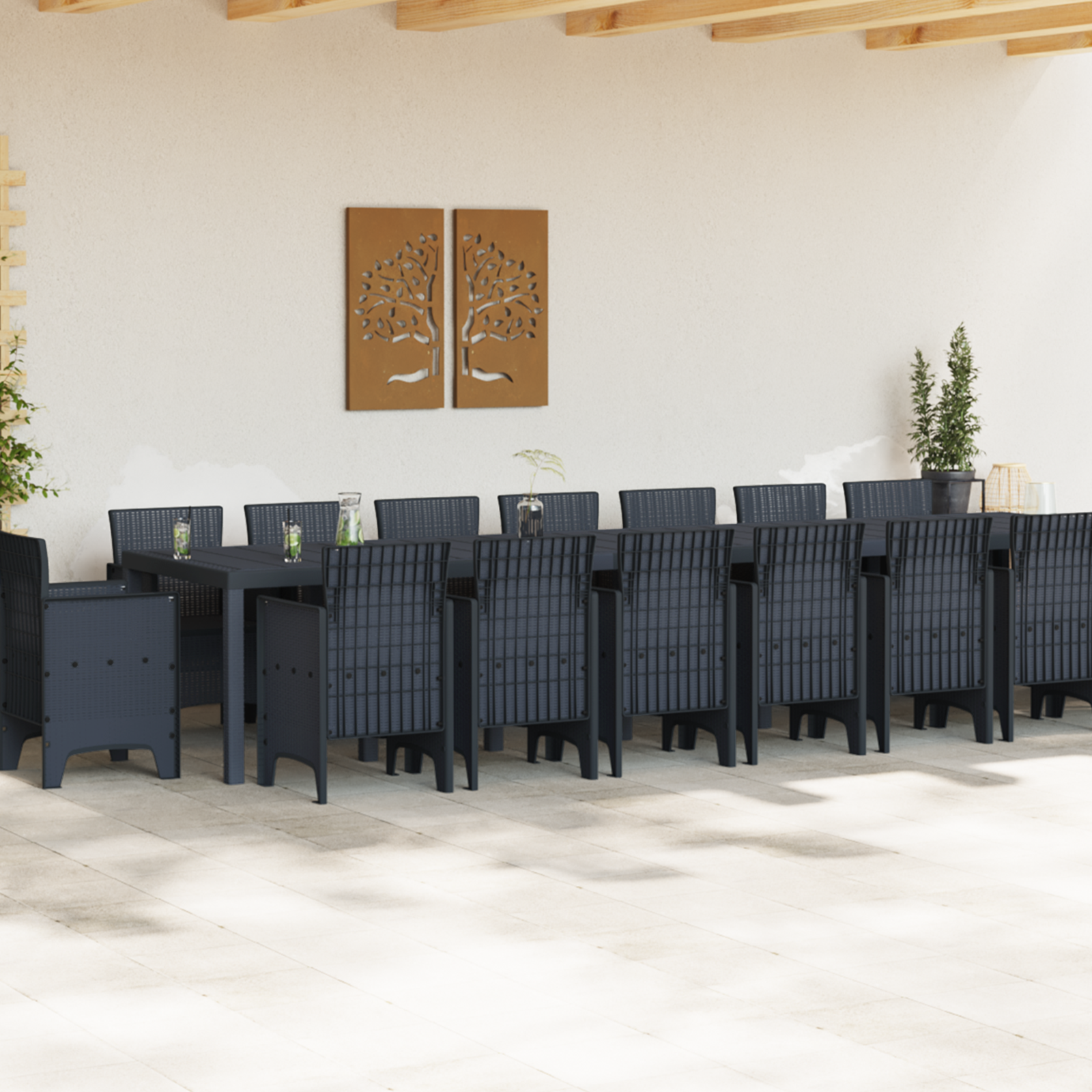 17 части комплект за хранене в градината Антрацит Полиротан - Image 3