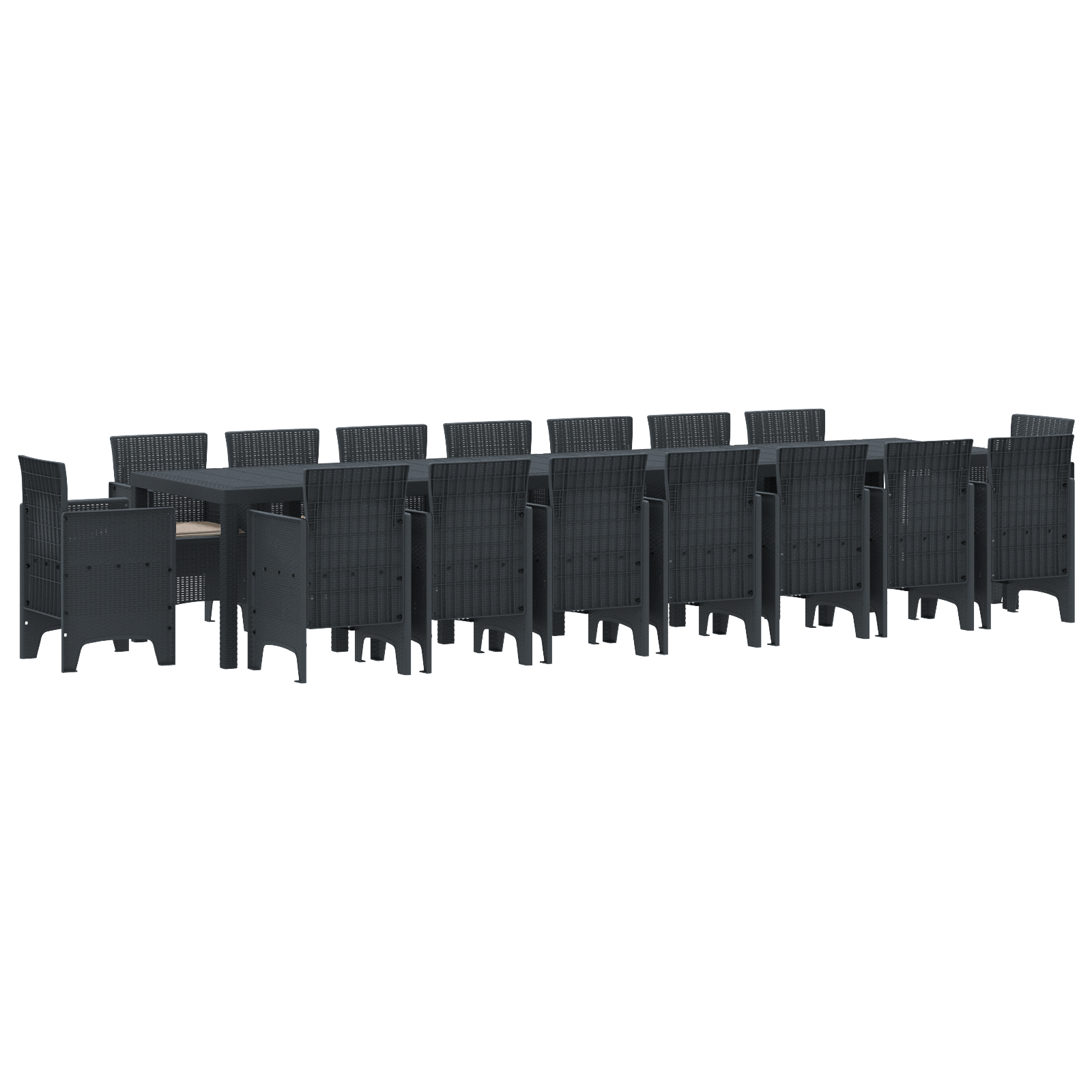 17 Piece Garden Dining Set with Cushions Anthracite Poly Rattan - Image 2