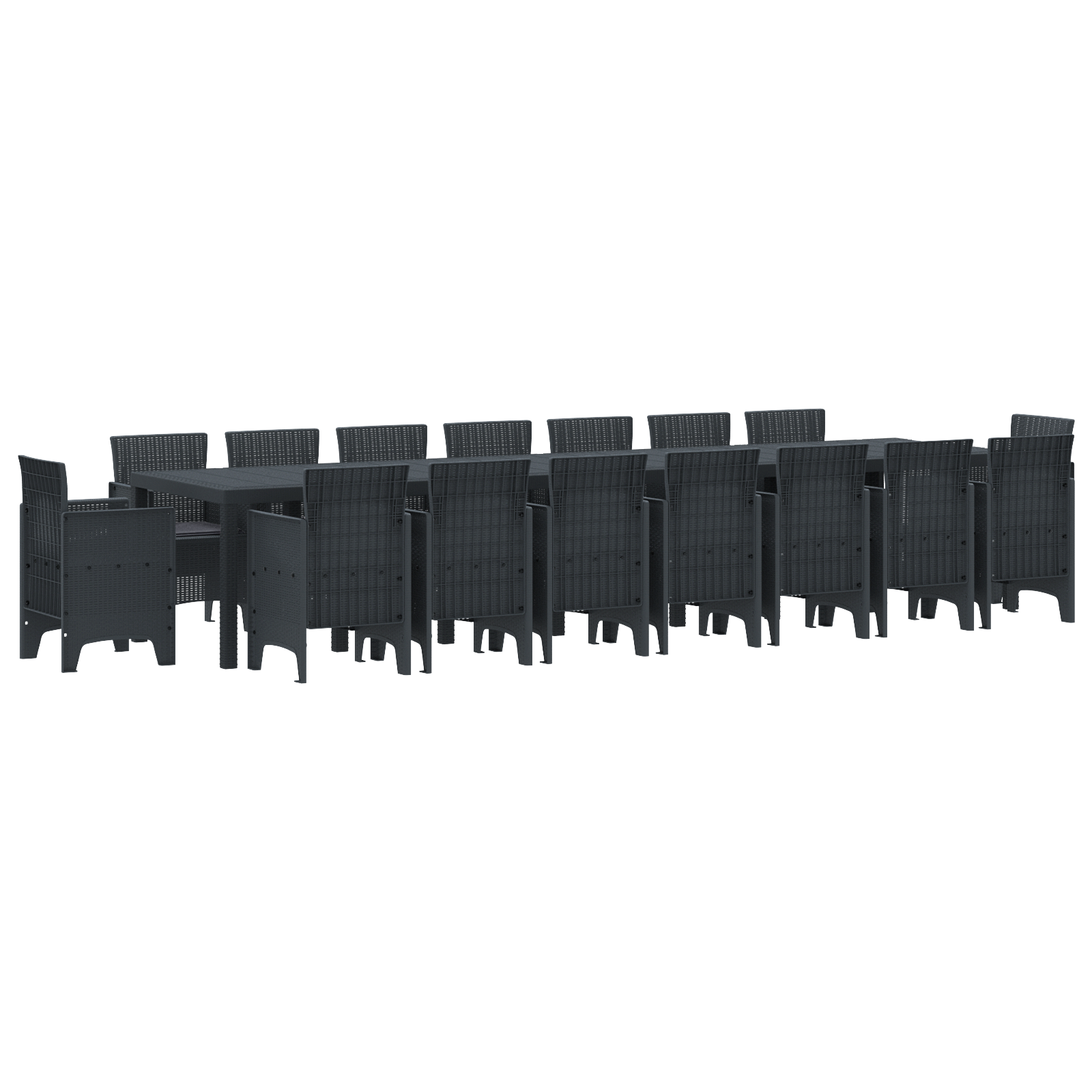 17 частен градински трапезен сет с възглавници антрацит полиратан - Image 2