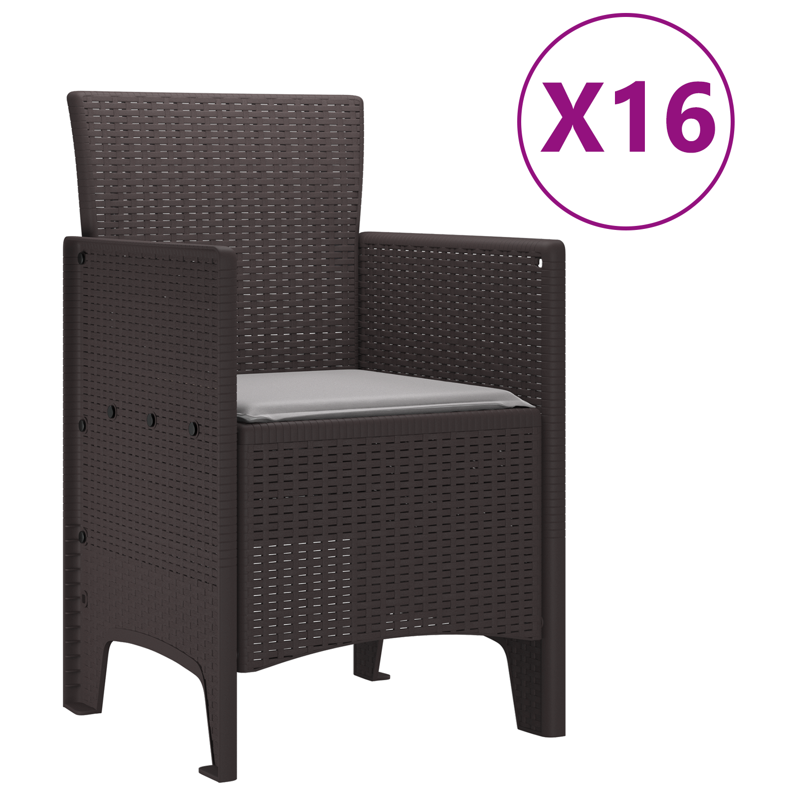 17 Часова Градинска Трапезария с Възглавници Кафяв Полиратан, vidaXL Градинска Маса Кафяв 250x100x73 см Полиратан, vidaXL Градинска Маса Кафяв 150x100x73 см Полиратан, vidaXL Градински Столове с Възглавници 4 бр Кафяв Полиратан - Image 5