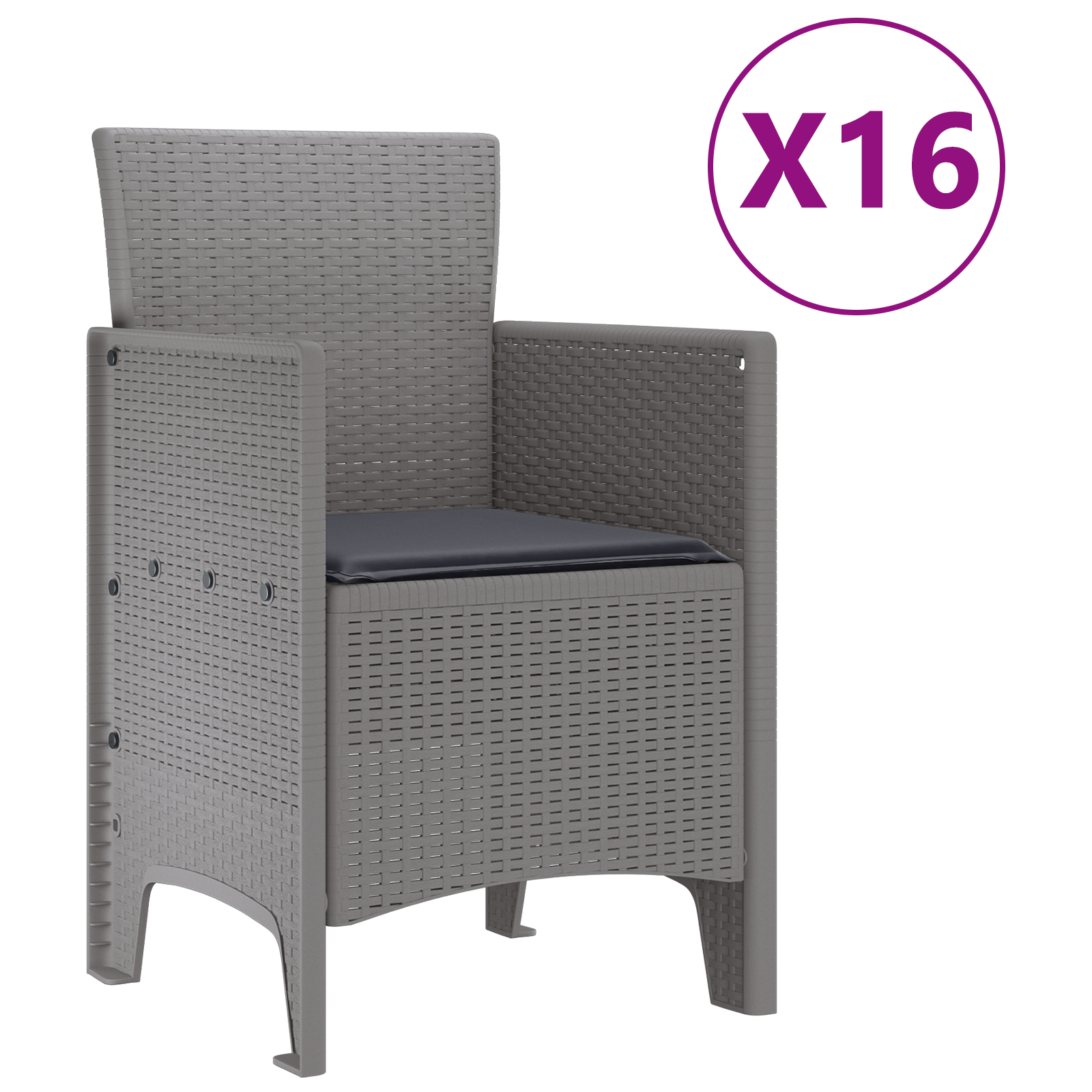 17 Частен комплект градинска трапезария с възглавници светло сиво полиратан - Image 5