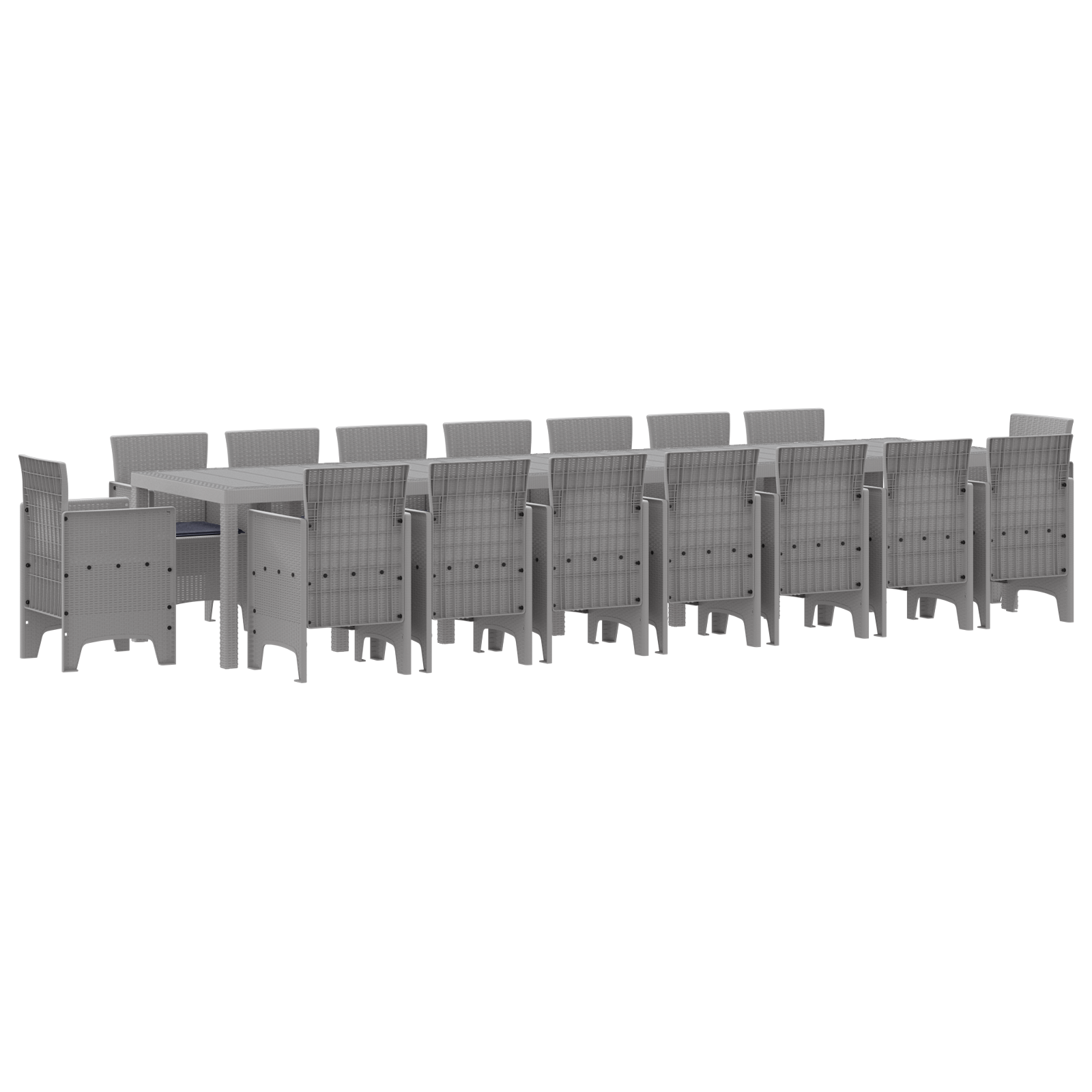 17 Частен комплект градинска трапезария с възглавници светло сиво полиратан - Image 2