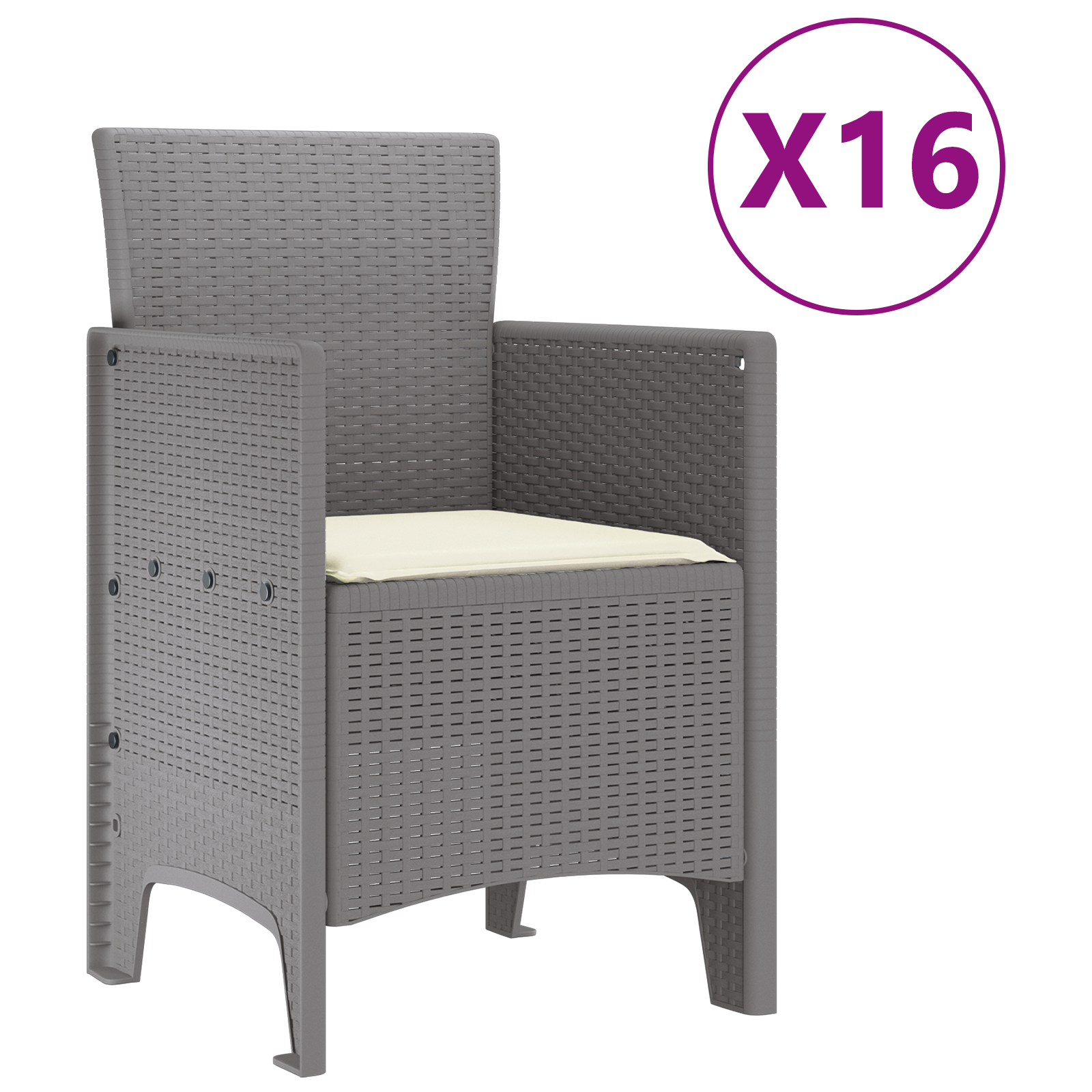 Градински трапезен комплект vidaXL с възглавници Светлосив полиратан - Image 5