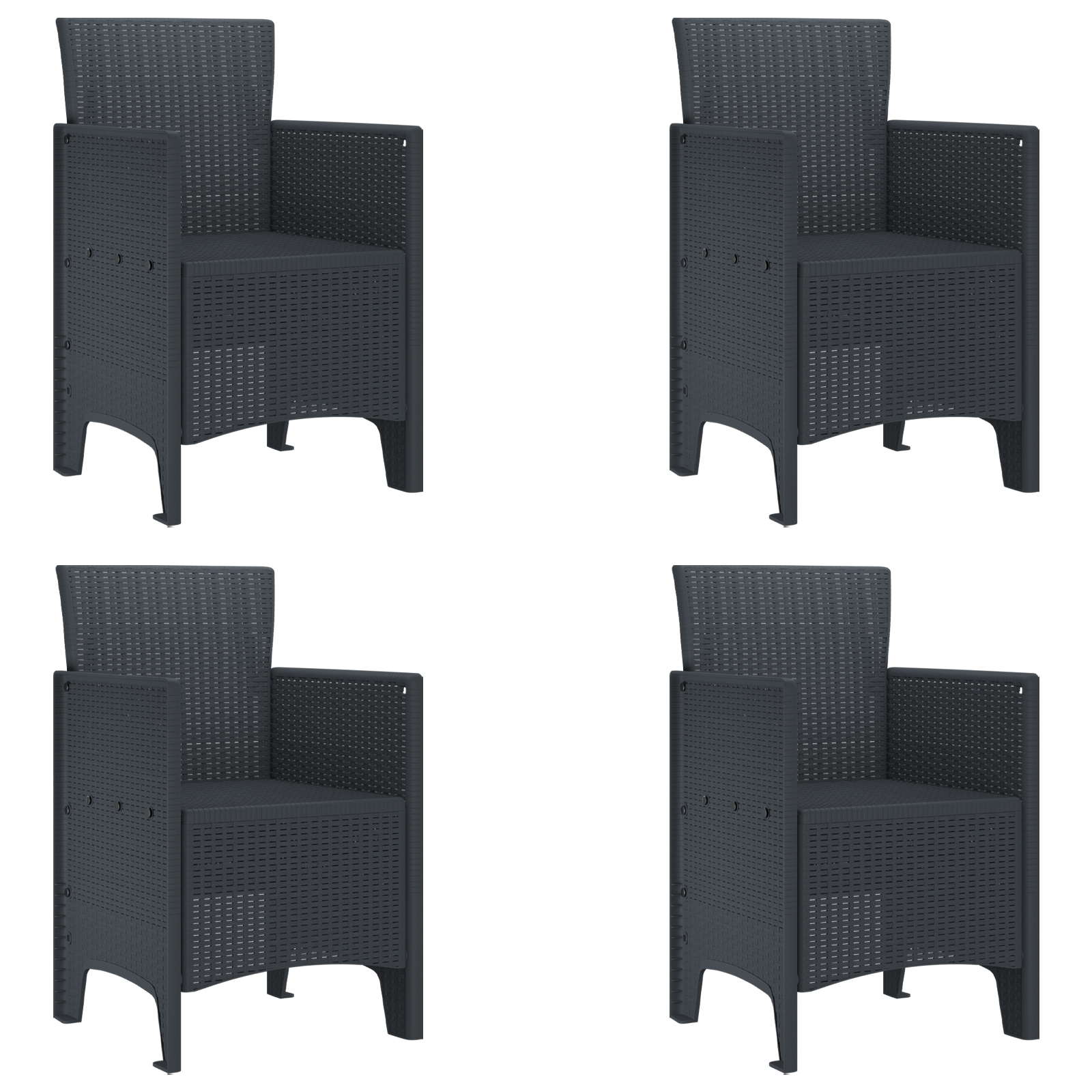 5 Piece Garden Dining Set Anthracite Poly Rattan - Image 5