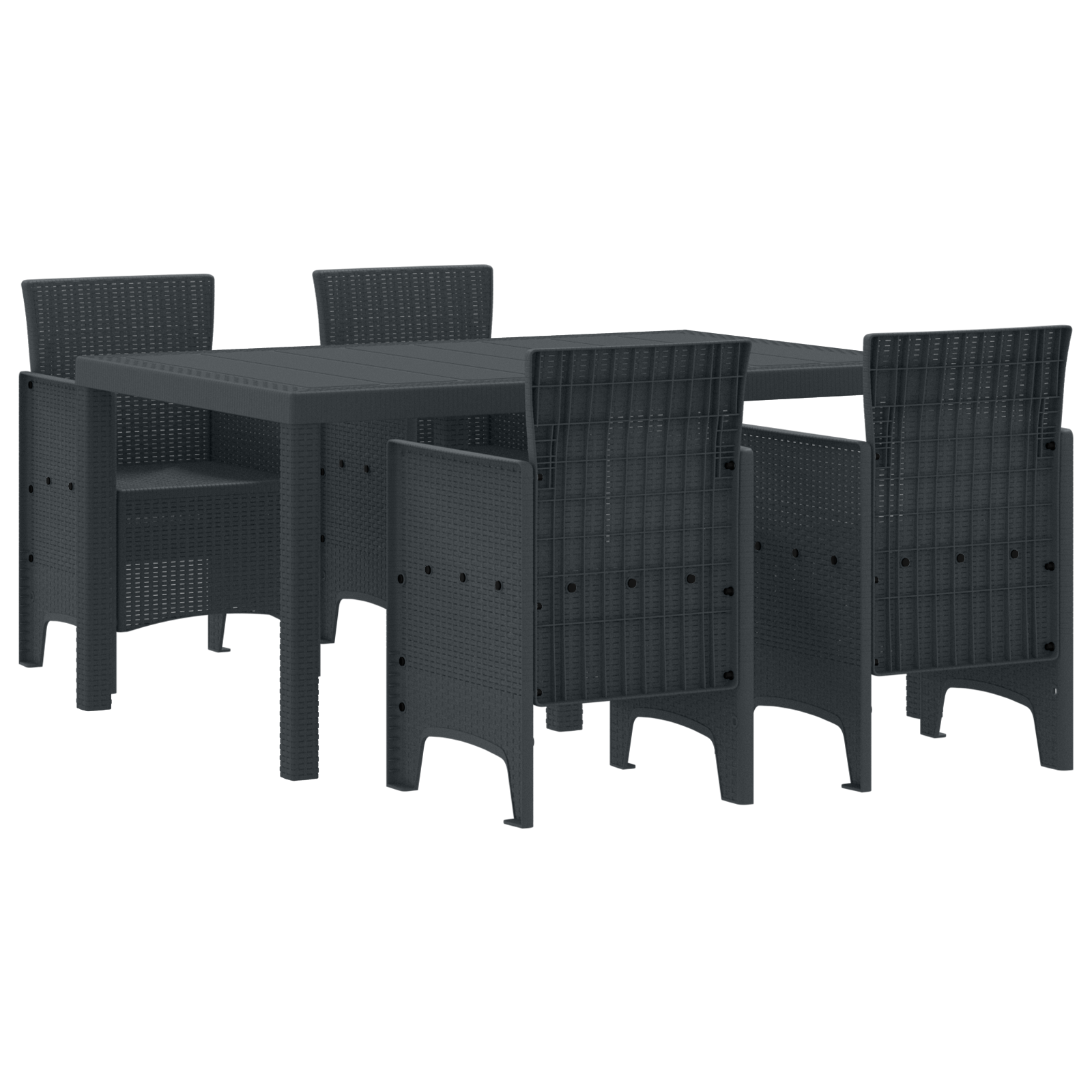 5 Piece Garden Dining Set Anthracite Poly Rattan - Image 2