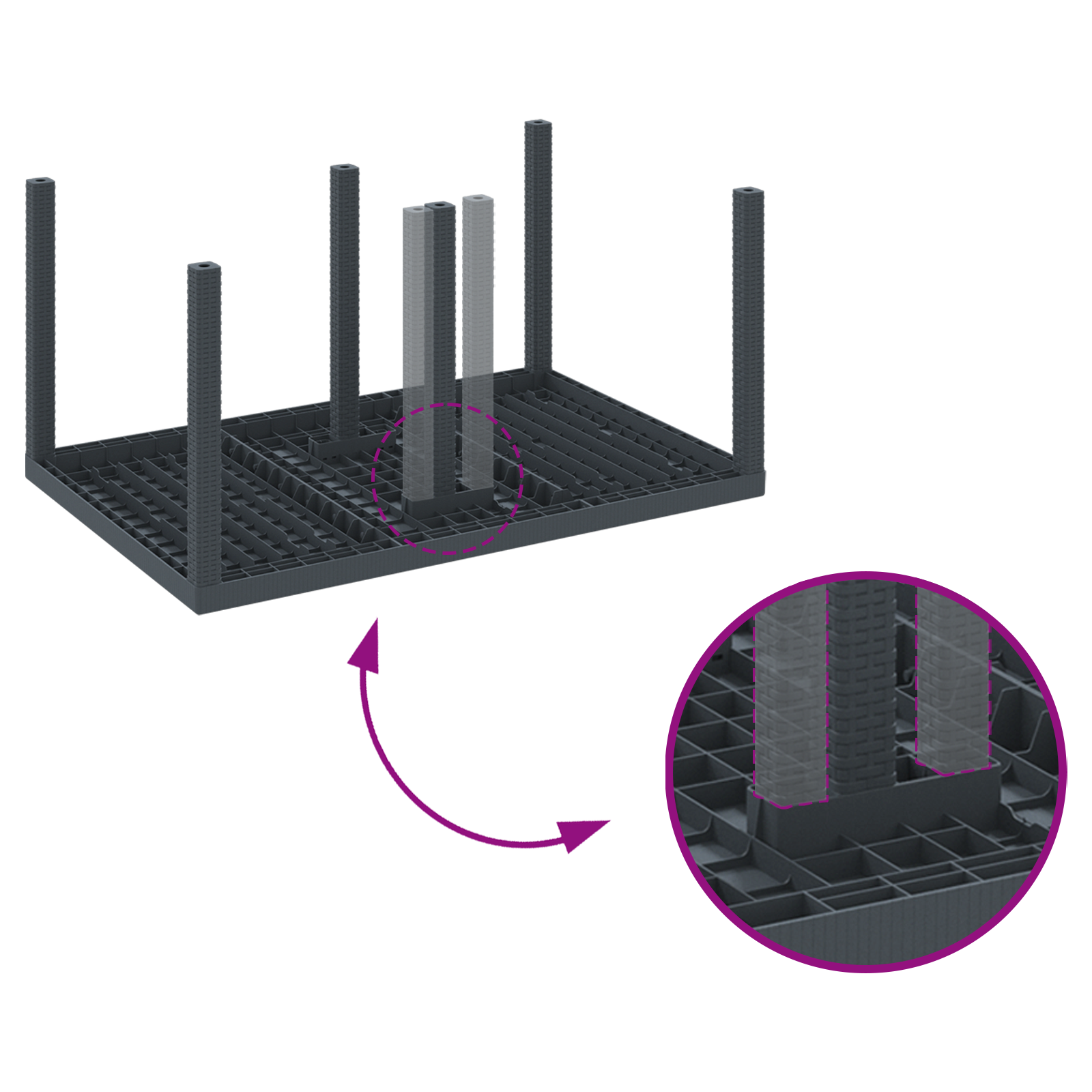 Комплект от 5 части градинска трапезария с възглавници антрацит полипропилен - Image 9