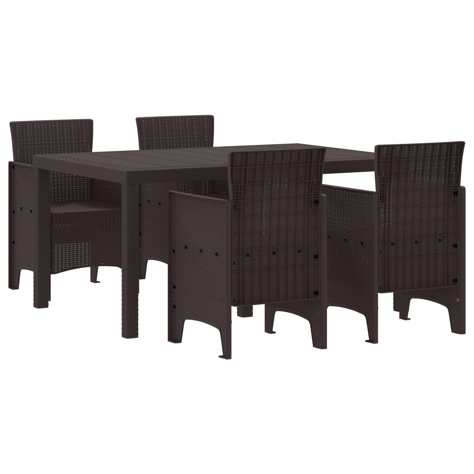 5 Piece Garden Dining Set Brown Poly Rattan - Image 2