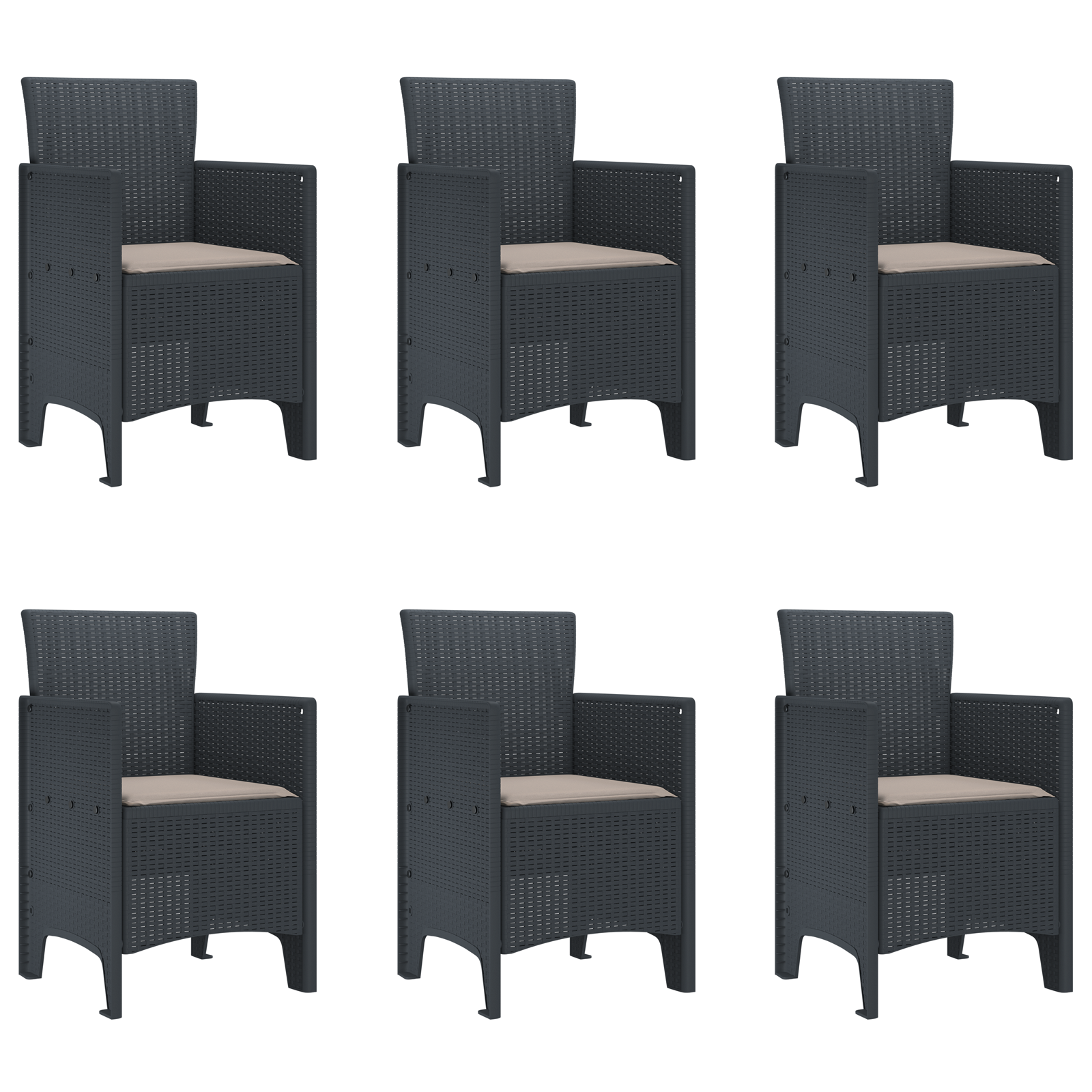 Сет от 7 части градинска трапезария с възглавници антрацитен полиратан - Image 5