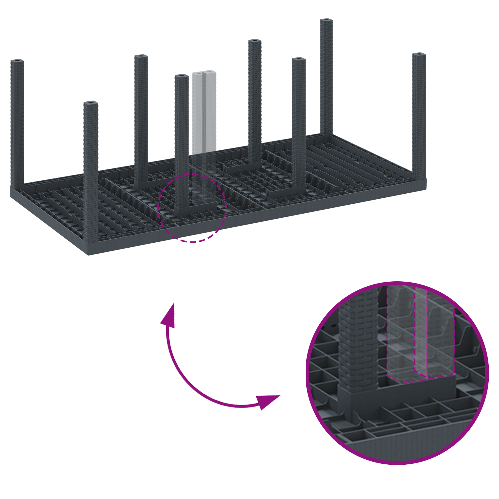 7 Piece Garden Dining Set with Cushions Anthracite Poly Rattan - Image 9