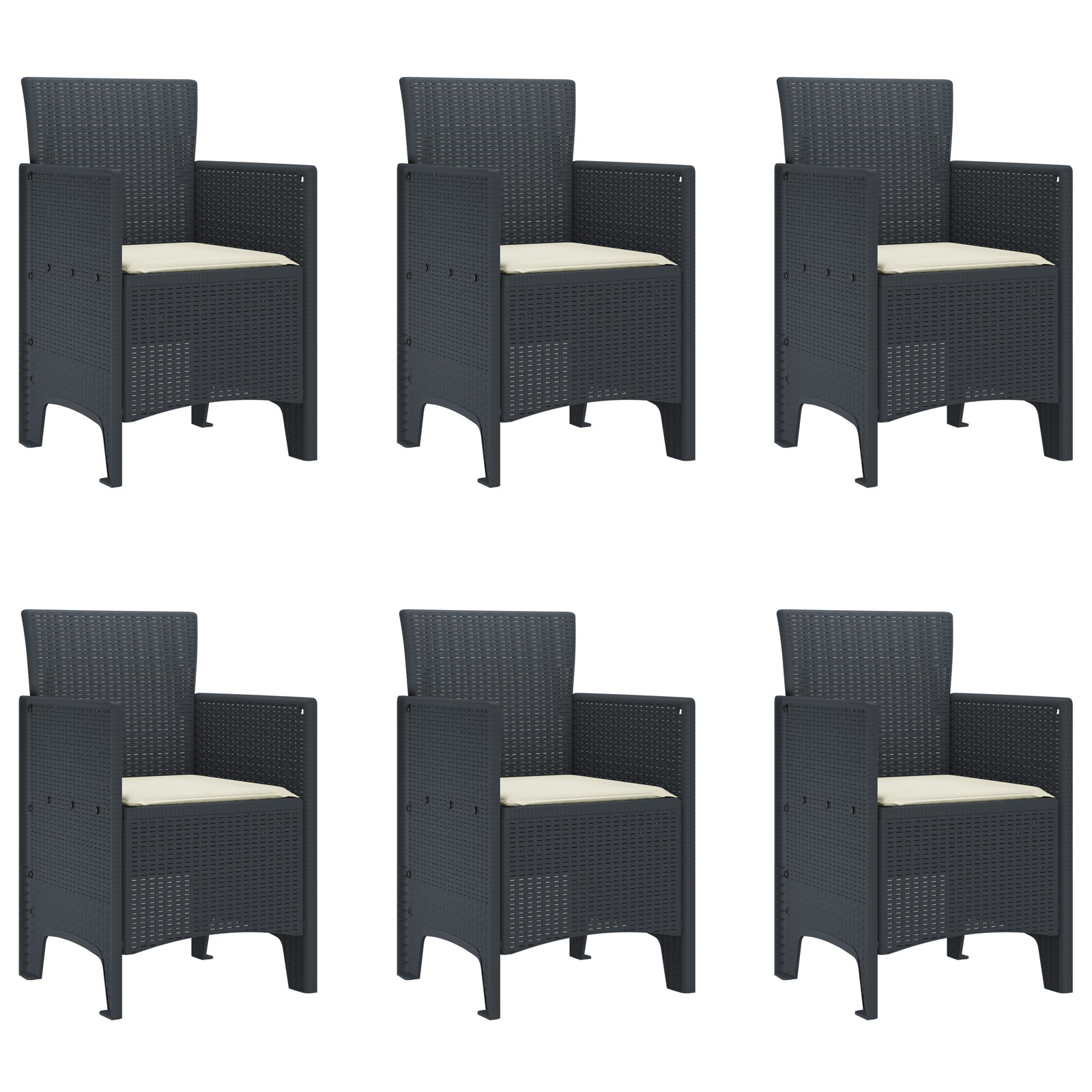 Комплект за хранене в градината от 7 части с възглавници черен - Image 5