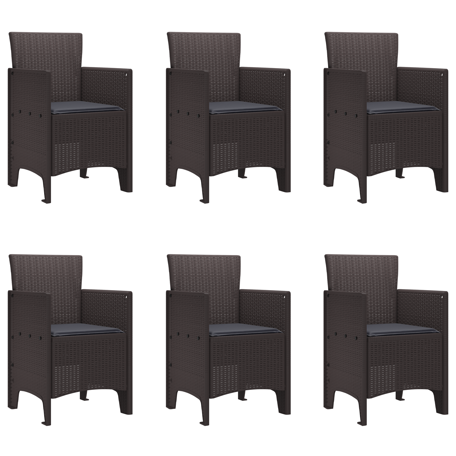 Градински трапезен комплект с възглавници  7 части Кафяв Пол Ратан - Image 5