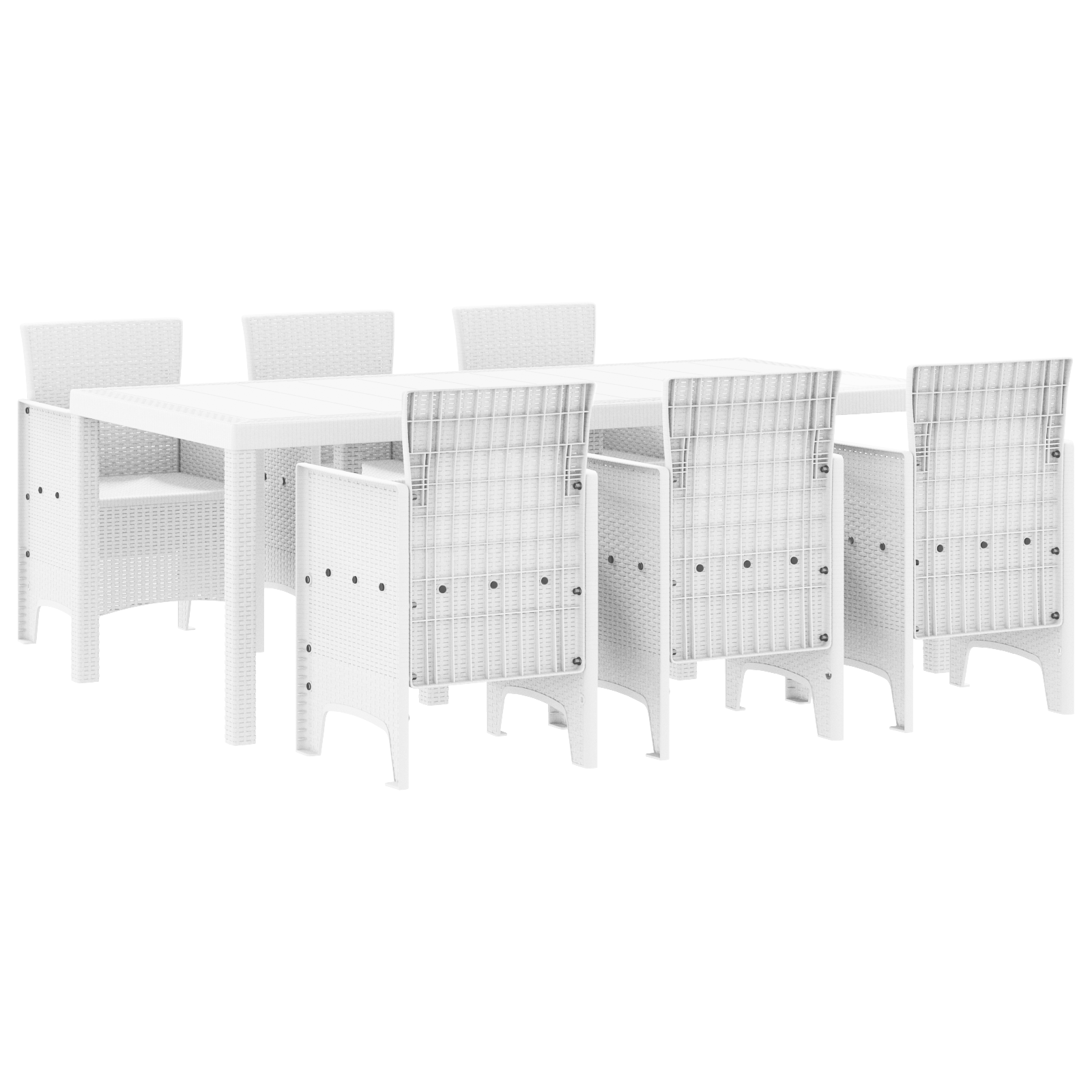 7 Piece Garden Dining Set White Poly Rattan - Image 2