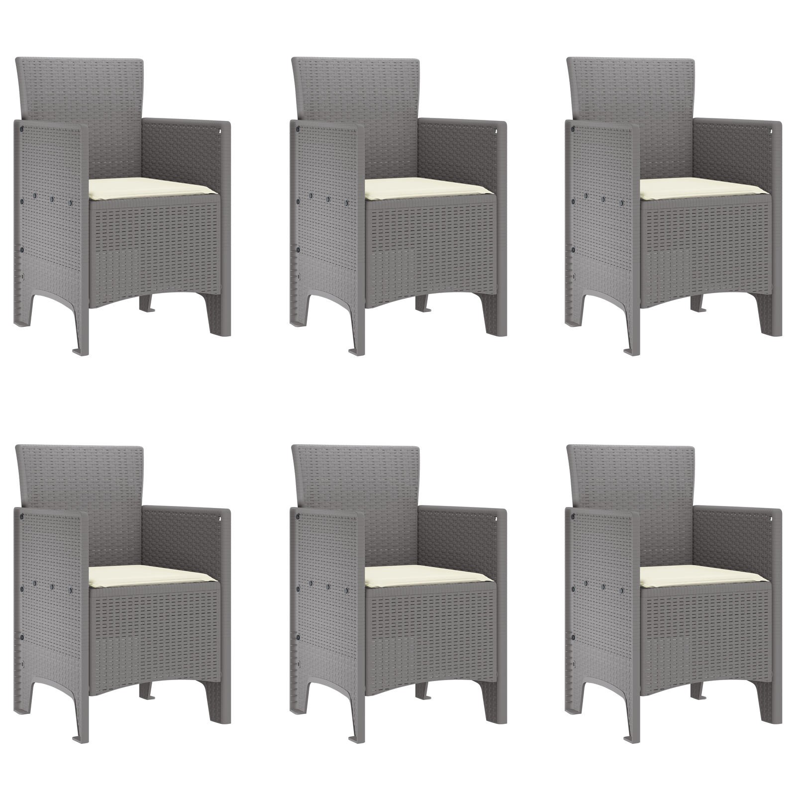 Комплект за хранене в градината с 7 части Светлосив полиратан - Image 5