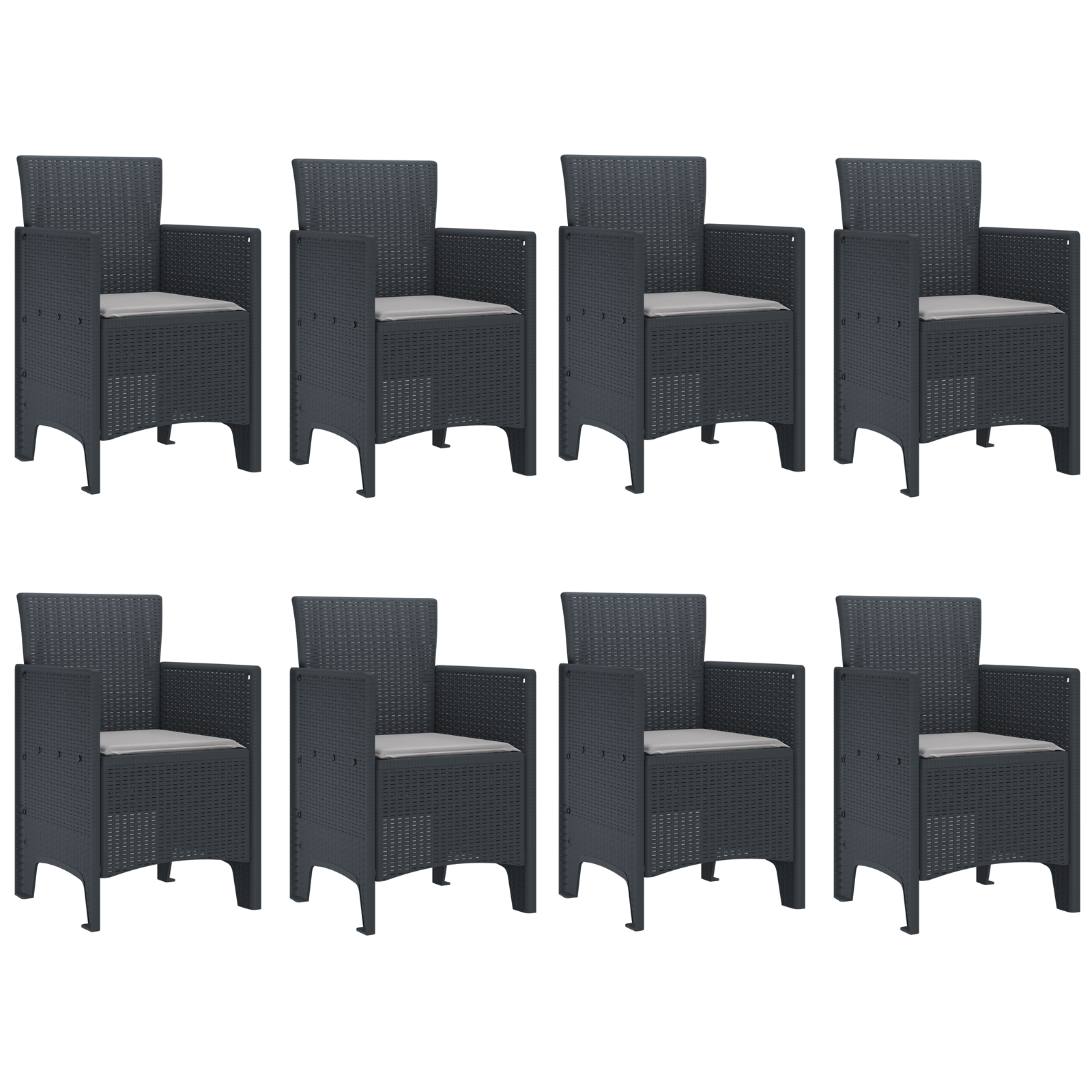 9 части градински комплект с възглавници антрацитен поли ратан - Image 5