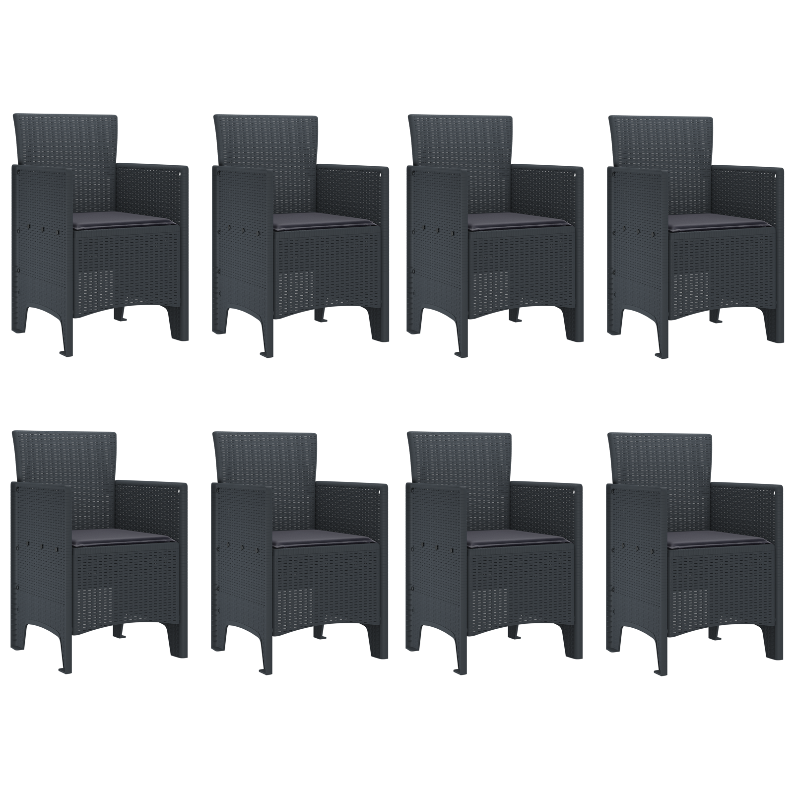 9 Часов комплект за хранене в градината с възглавници Антрацит Полиратан - Image 5