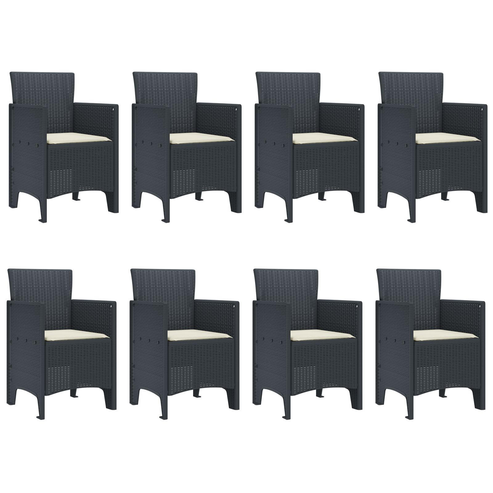 9 Piece Garden Dining Set with Cushions Anthracite Poly Rattan - Image 5