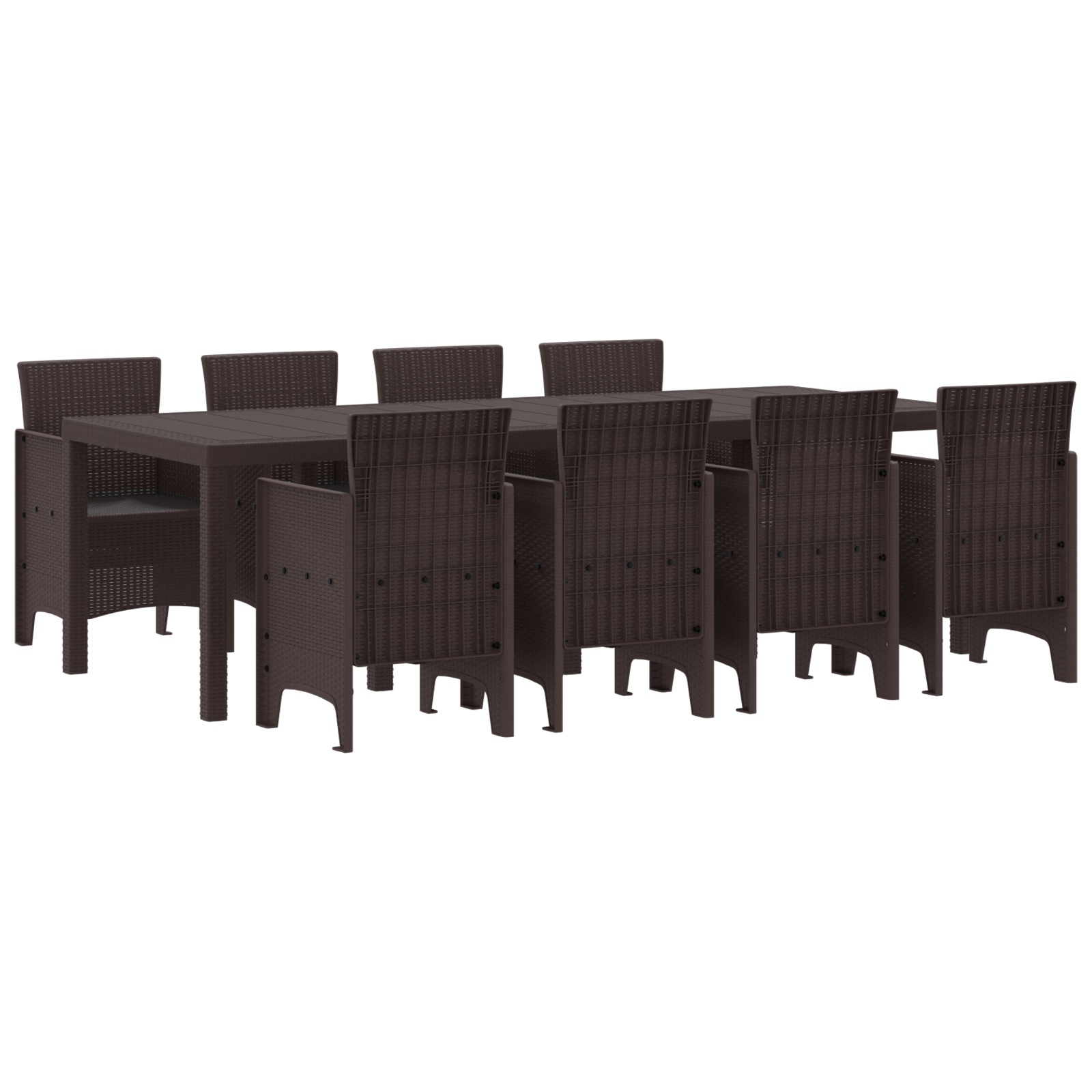 9 Piece Garden Dining Set Brown Poly Rattan - Image 2