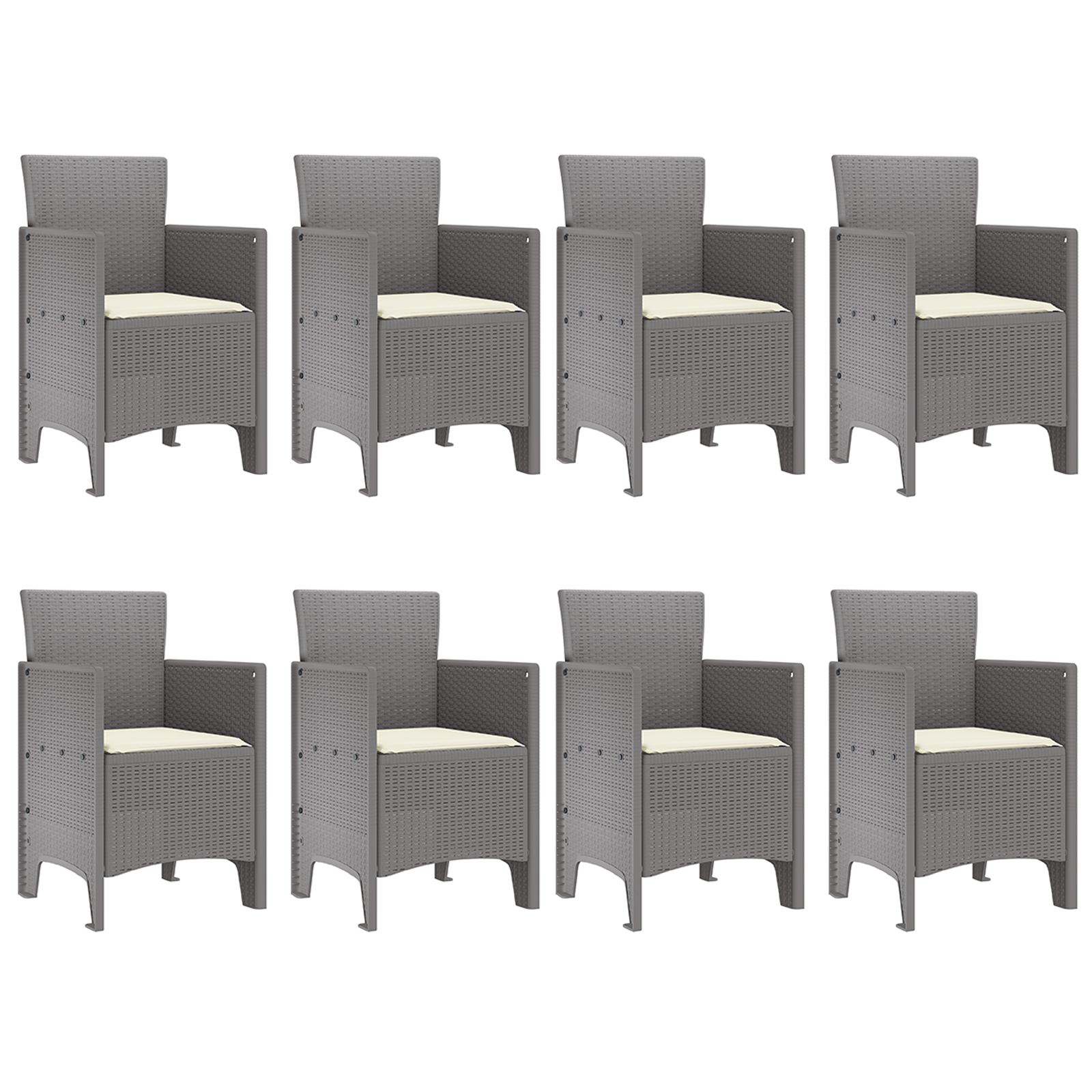 9 части комплект за хранене за градина с възглавници Бял Полиратан - Image 5