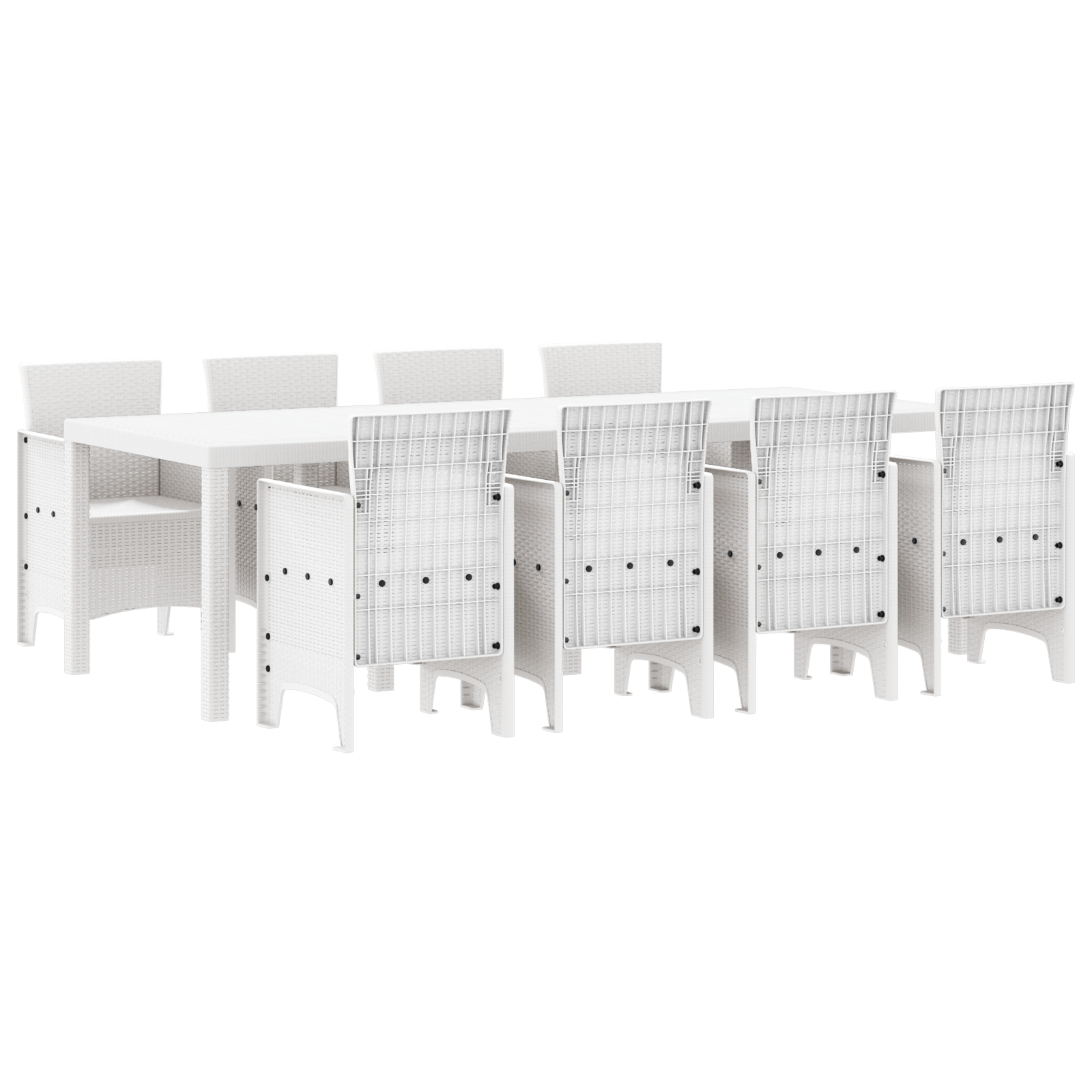 9 Piece Garden Dining Set Light Grey Poly Rattan - Image 2