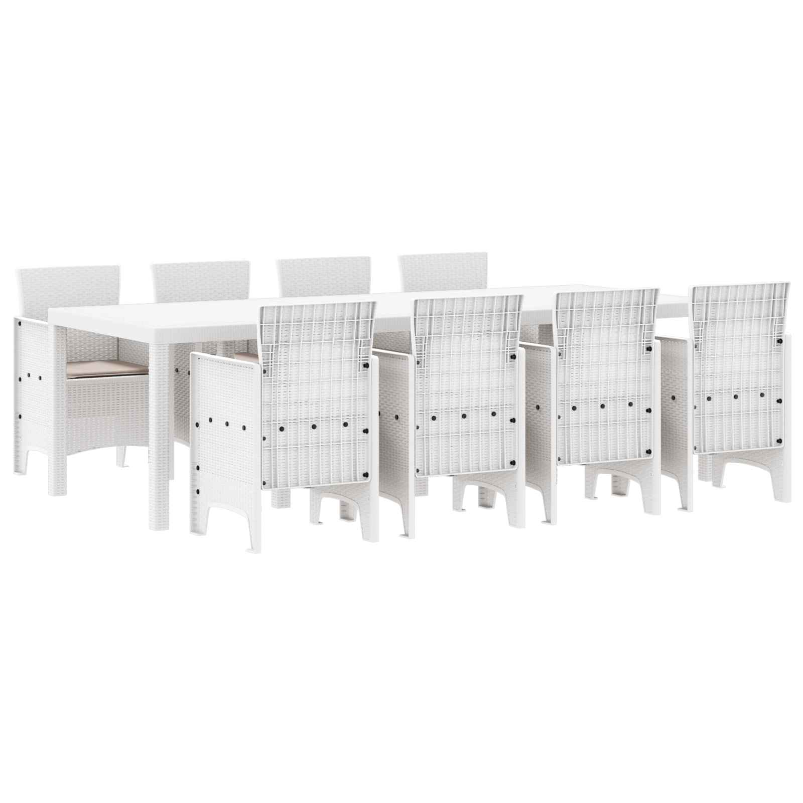 9-частен градински комплект за хранене с възглавници светлосив полиратан - Image 2