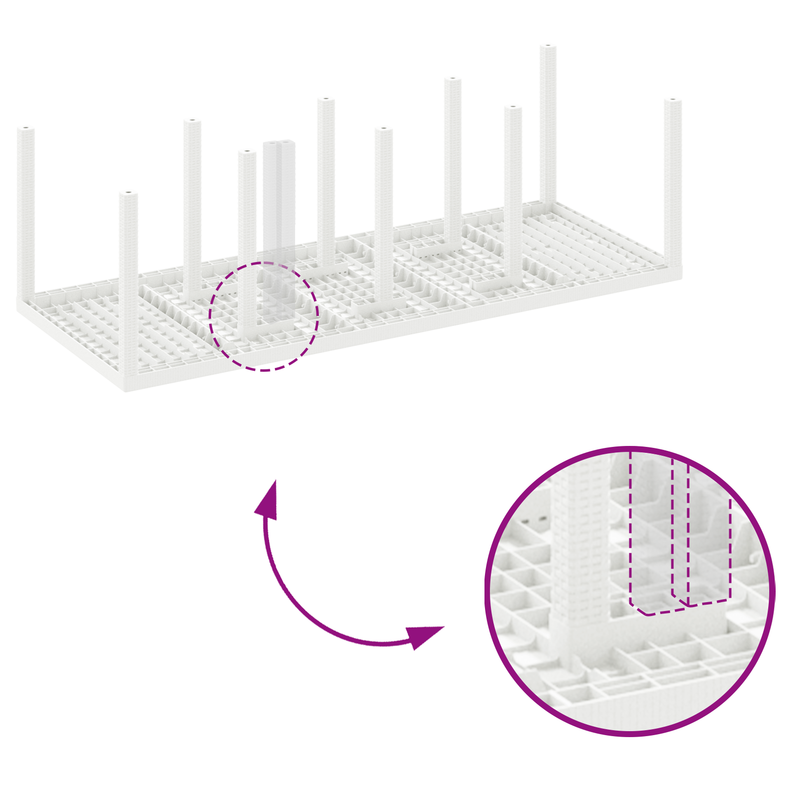 Градински трапезен комплект Комплект от 9 Бял Ратан Устойчив - Image 9