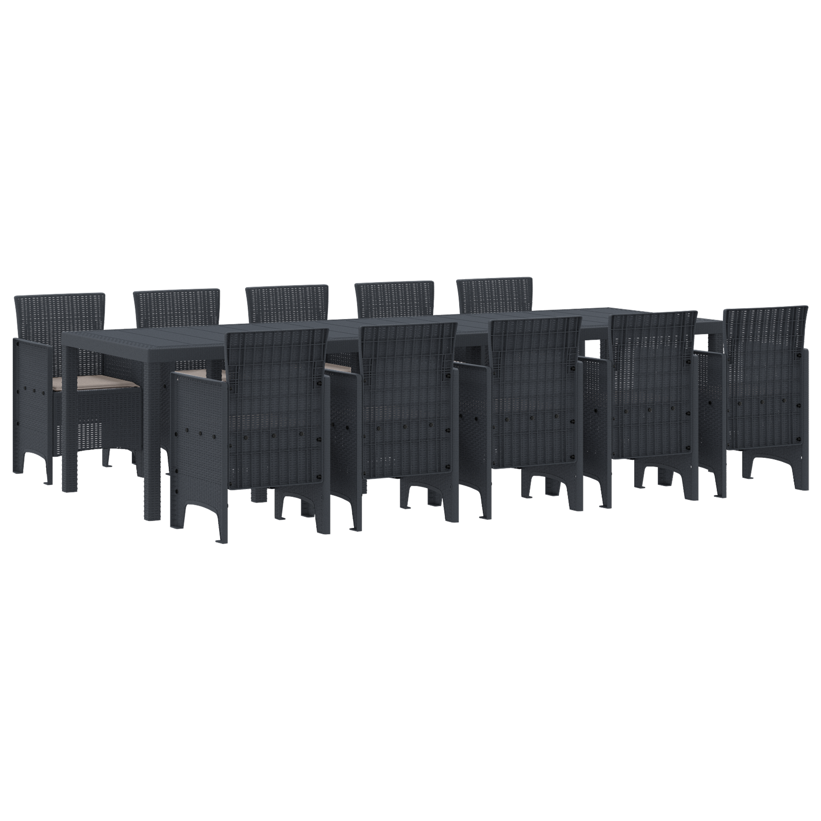 Thumbnail - vidaXL Garten Essgruppe 11 pcs Anthrazit 300 x 100 x 73 cm Poly Rattan