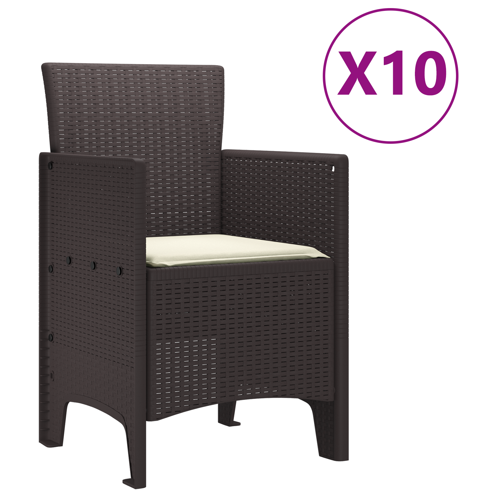 11-частов комплект за хранене с възглавници, кафяв полиратан - Image 5