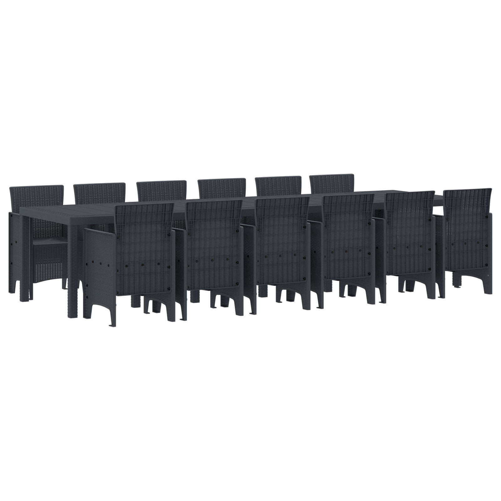 Градински трапезен комплект vidaXL 13 части Антрацит Полиратан - Image 2