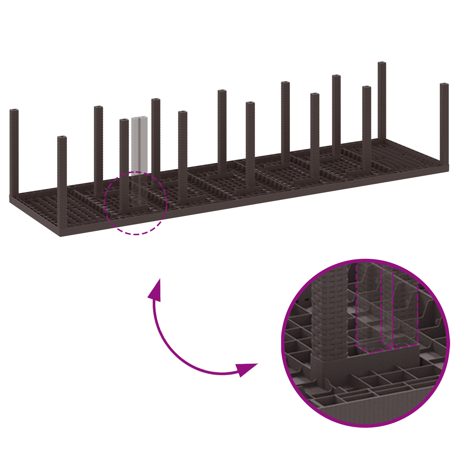 13 частен градински трапезен комплект Кафяв Полиратан, vidaXL Градинска маса Кафяв 200x100x73 см Полиратан, vidaXL Градинска маса Кафяв 150x100x73 см Полиратан, vidaXL Градински столове 4 бр Кафяв Полиратан - Image 9