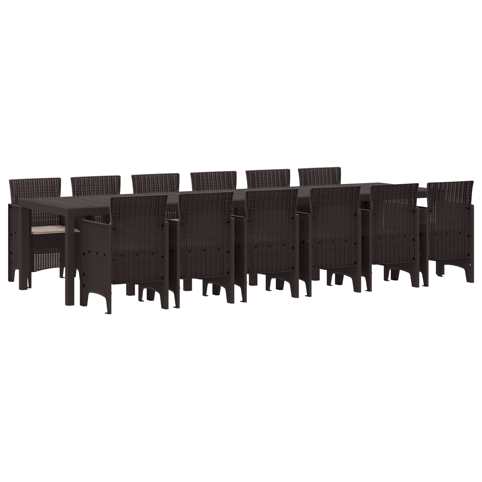 Комплект за Трапезария в Градината от 13 части с Възглавници Кафяв Полиратан - Image 2