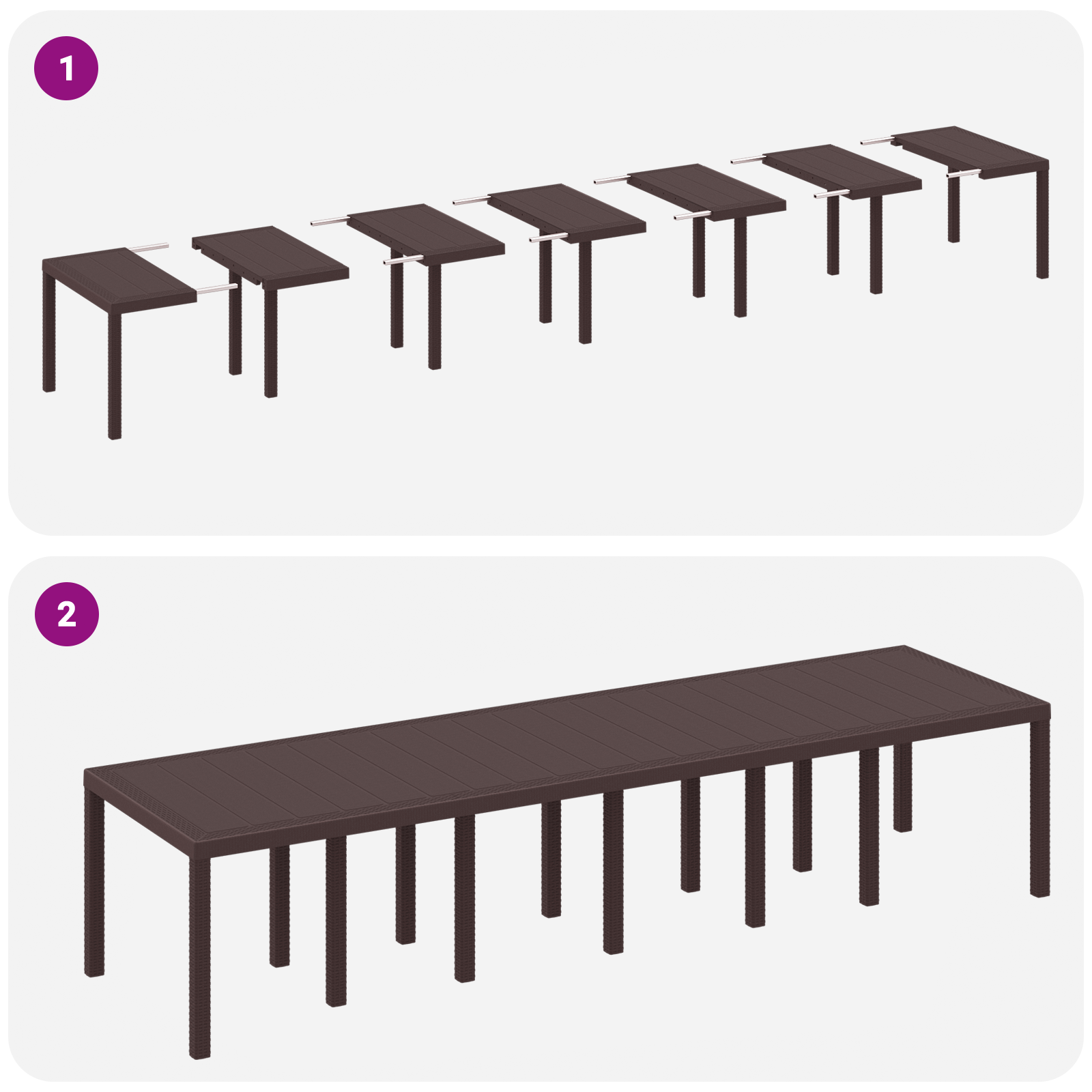 13 Часова Градинска Маса с Възглавници Кафяв Полиратан, Градинска Маса Кафяво 200x100x73 см Полиратан, Градинска Маса Кафяво 150x100x73 см Полиратан, Градински Столове с Възглавници 4 бр Кафяв Полиратан - Image 10