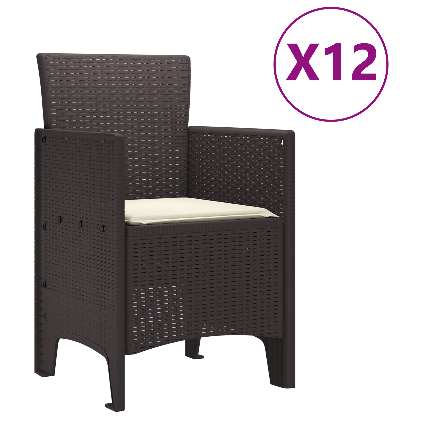 13 Часова Градинска Маса с Възглавници Кафяв Полиратан, Градинска Маса Кафяво 200x100x73 см Полиратан, Градинска Маса Кафяво 150x100x73 см Полиратан, Градински Столове с Възглавници 4 бр Кафяв Полиратан - Image 5