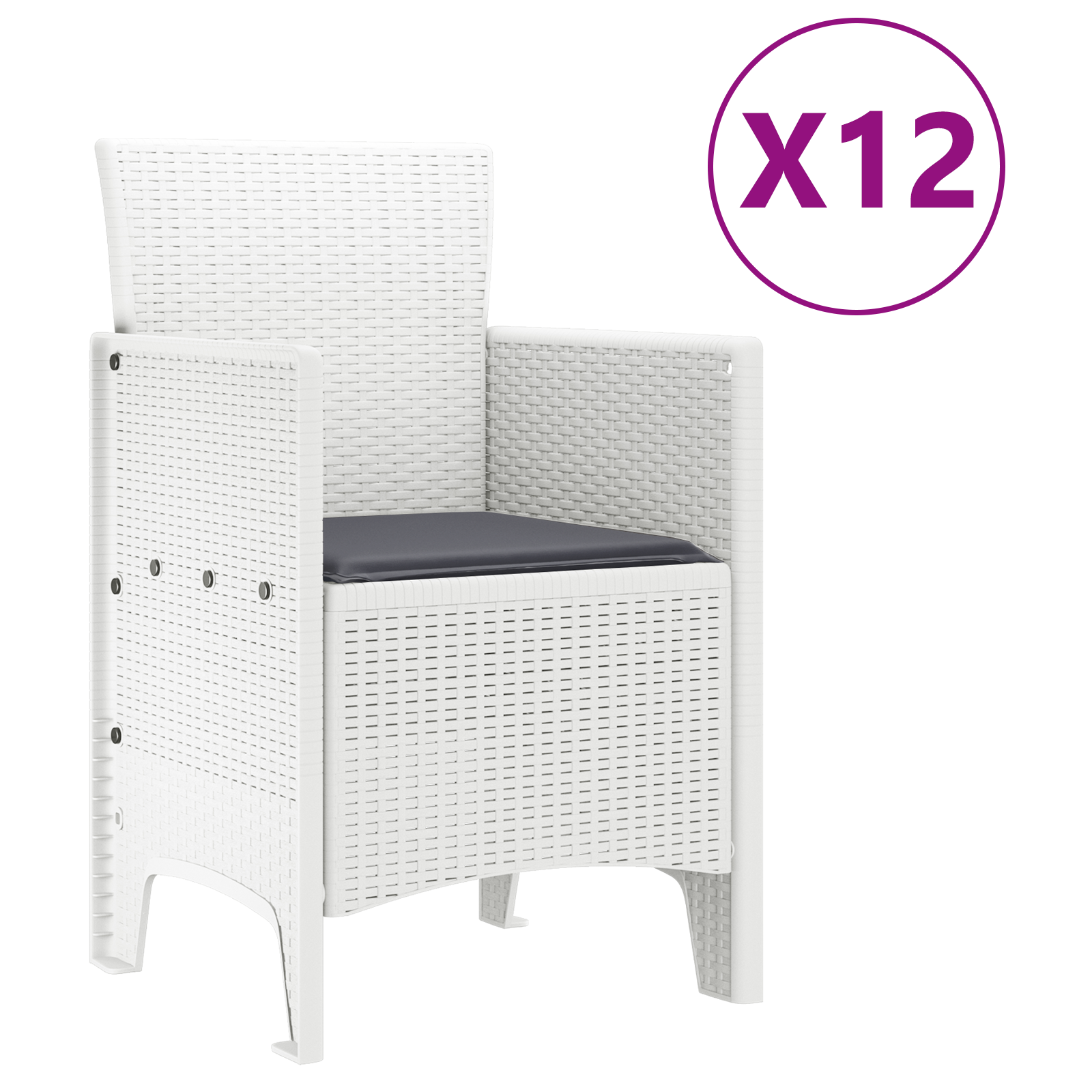 13 Piece Garden Dining Set with Cushions White Poly Rattan - Image 5