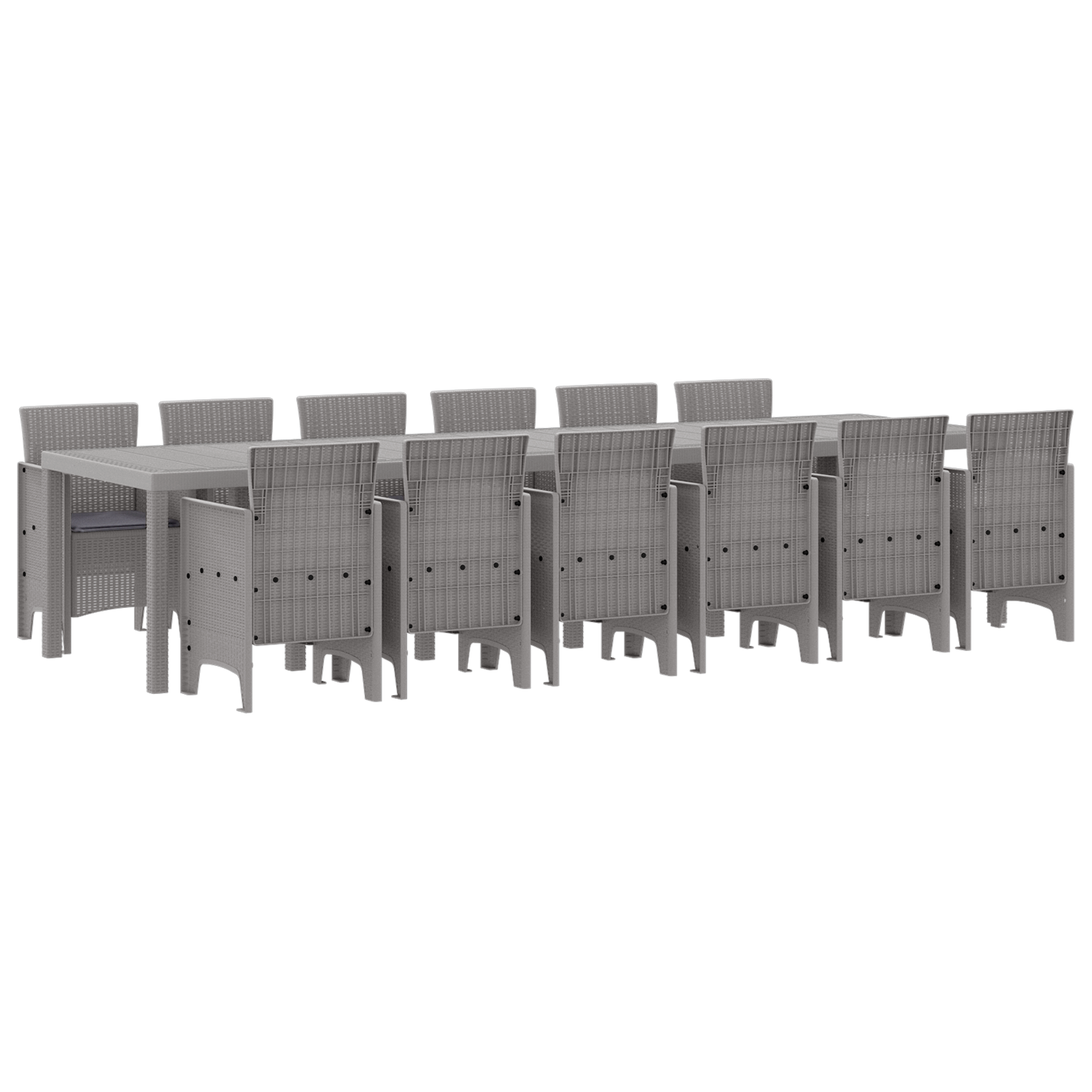 Градински комплект на vidaXL от 13 части с възглавници в светлосив полиратан - Image 2